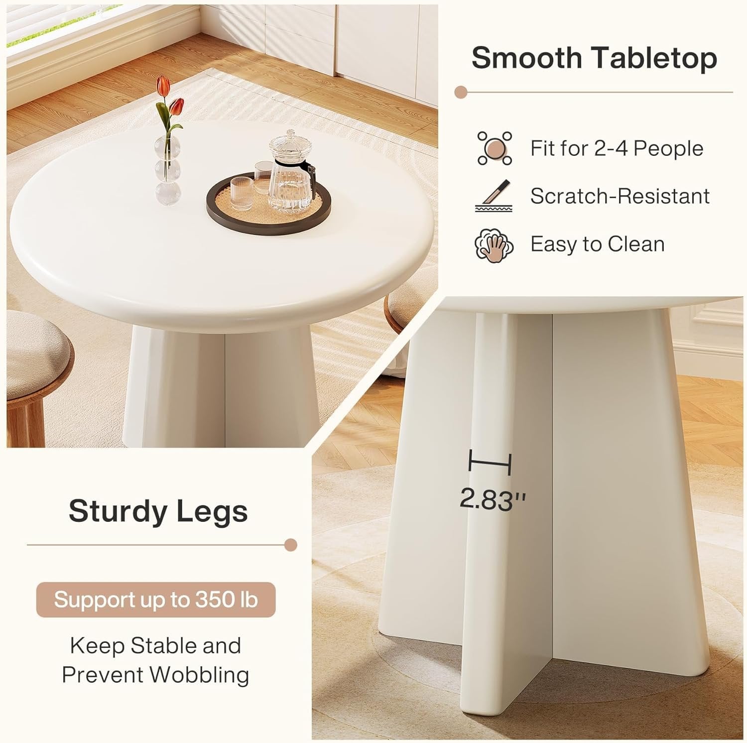 Tribesigns Mesa de comedor redonda pequeña para 4 personas, Mesa de comedor de 80 cm