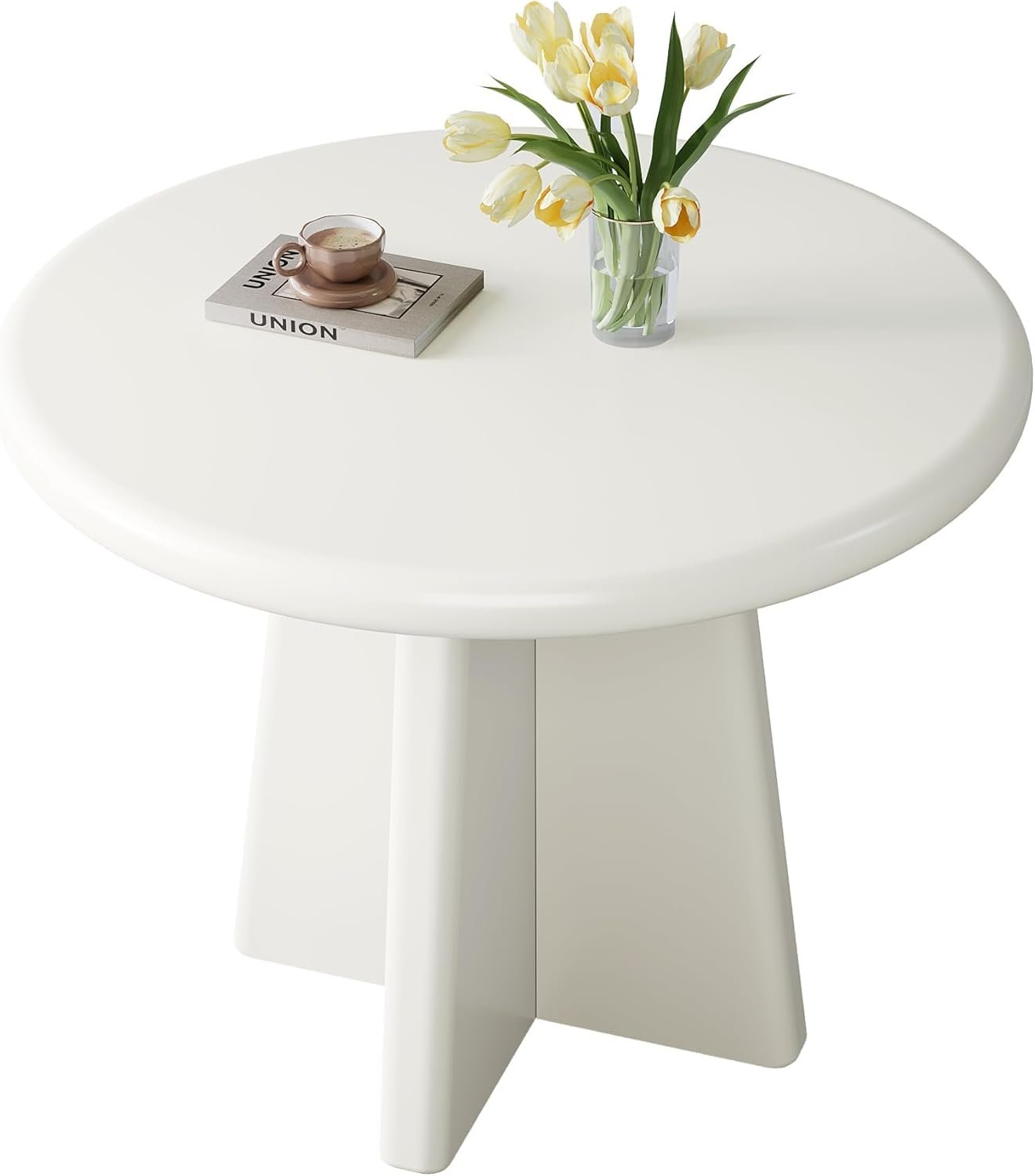 Tribesigns Mesa de comedor redonda pequeña para 4 personas, Mesa de comedor de 80 cm