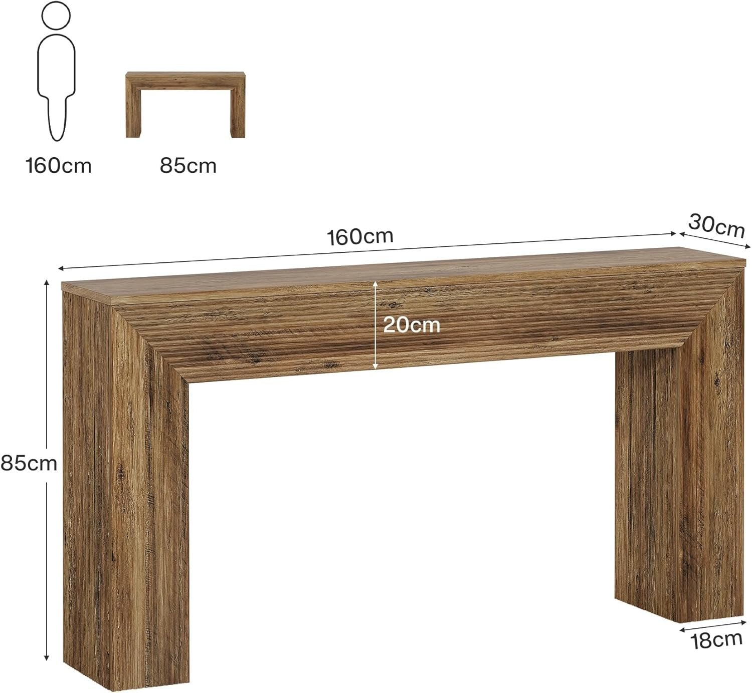 Tribesigns Consola de entrada de 160 cm con diseño acanalado, Mesa auxiliar de estilo industrial