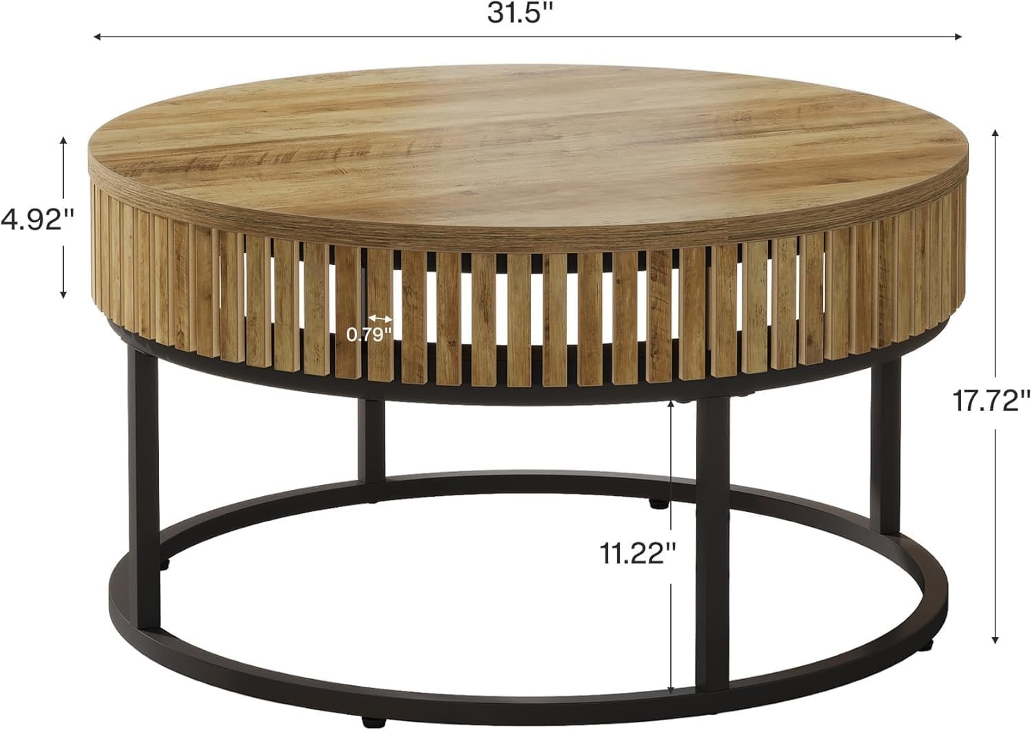 Tribesigns Mesa de Centro Redonda, 80cm Mesa de Centro Mesa Central Moderna de Madera