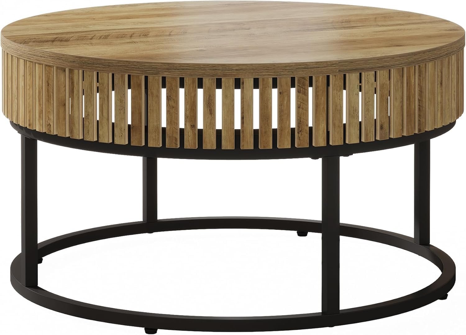 Tribesigns Mesa de Centro Redonda, 80cm Mesa de Centro Mesa Central Moderna de Madera