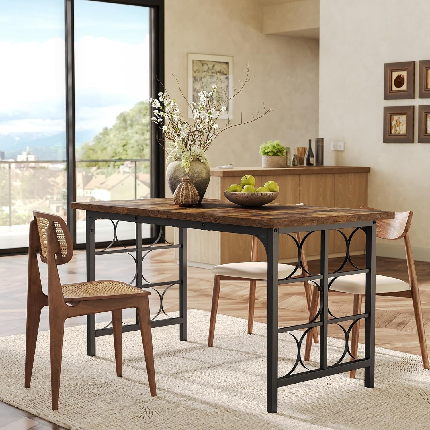 Tribesigns Mesa de Comedor rústica para 4 a 6 Personas 139 cm Rectangular de Madera