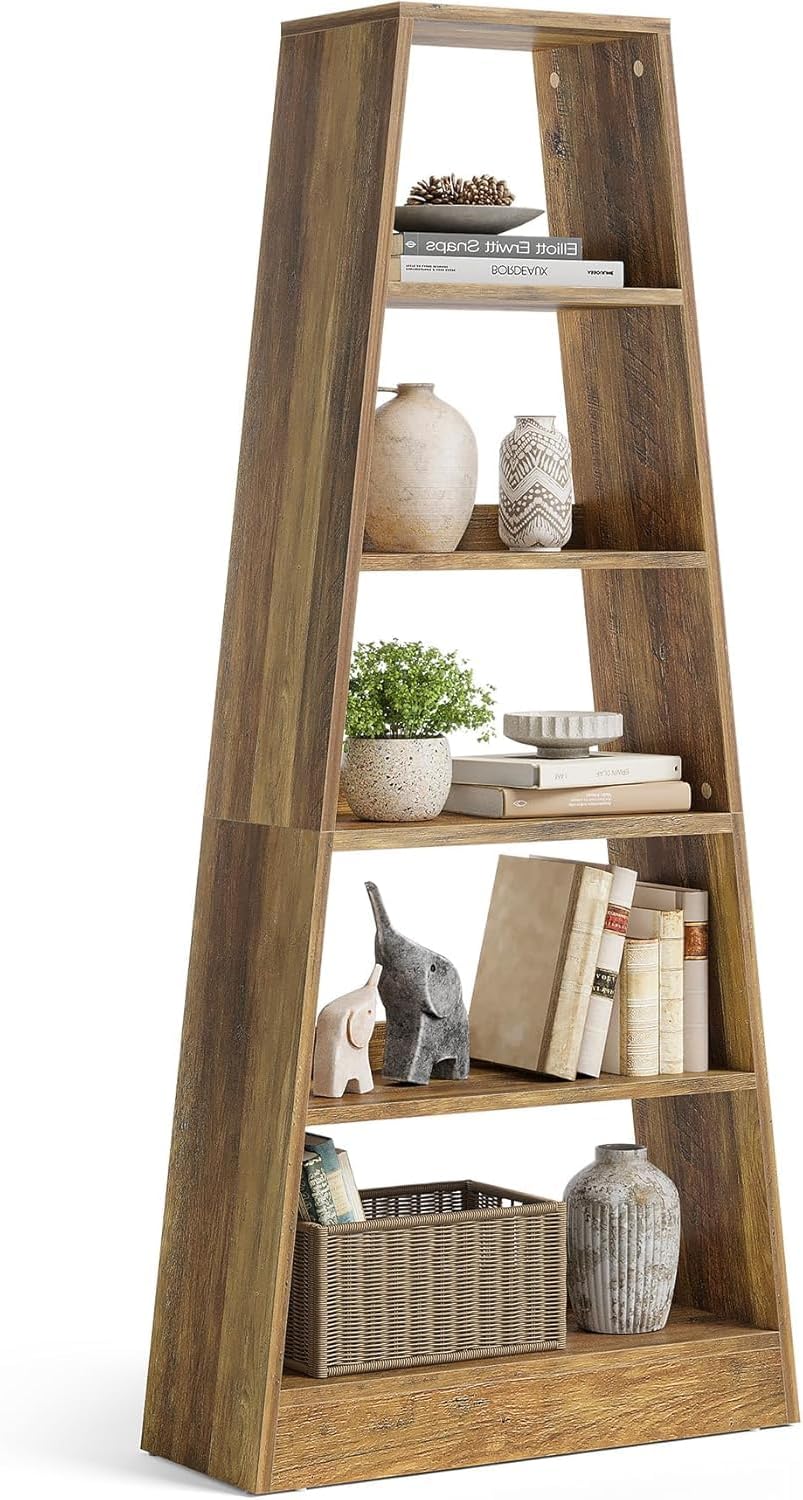 Tribesigns Librería de 6 niveles de madera con acabado cálido de madera Umbra para salón