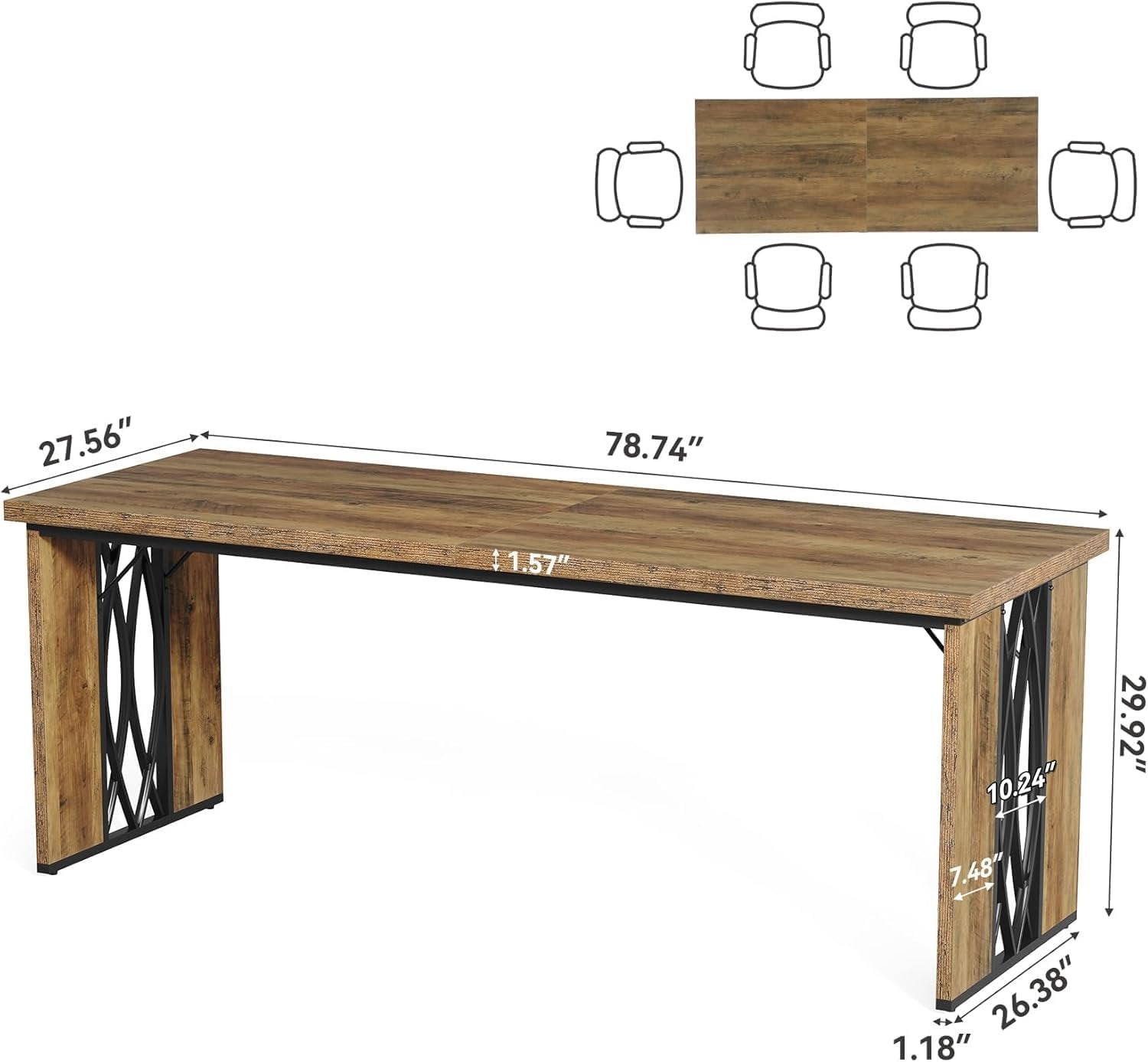 Tribesigns Escritorio para computadora, Mesa de conferencias doble y larga para el hogar y la oficina
