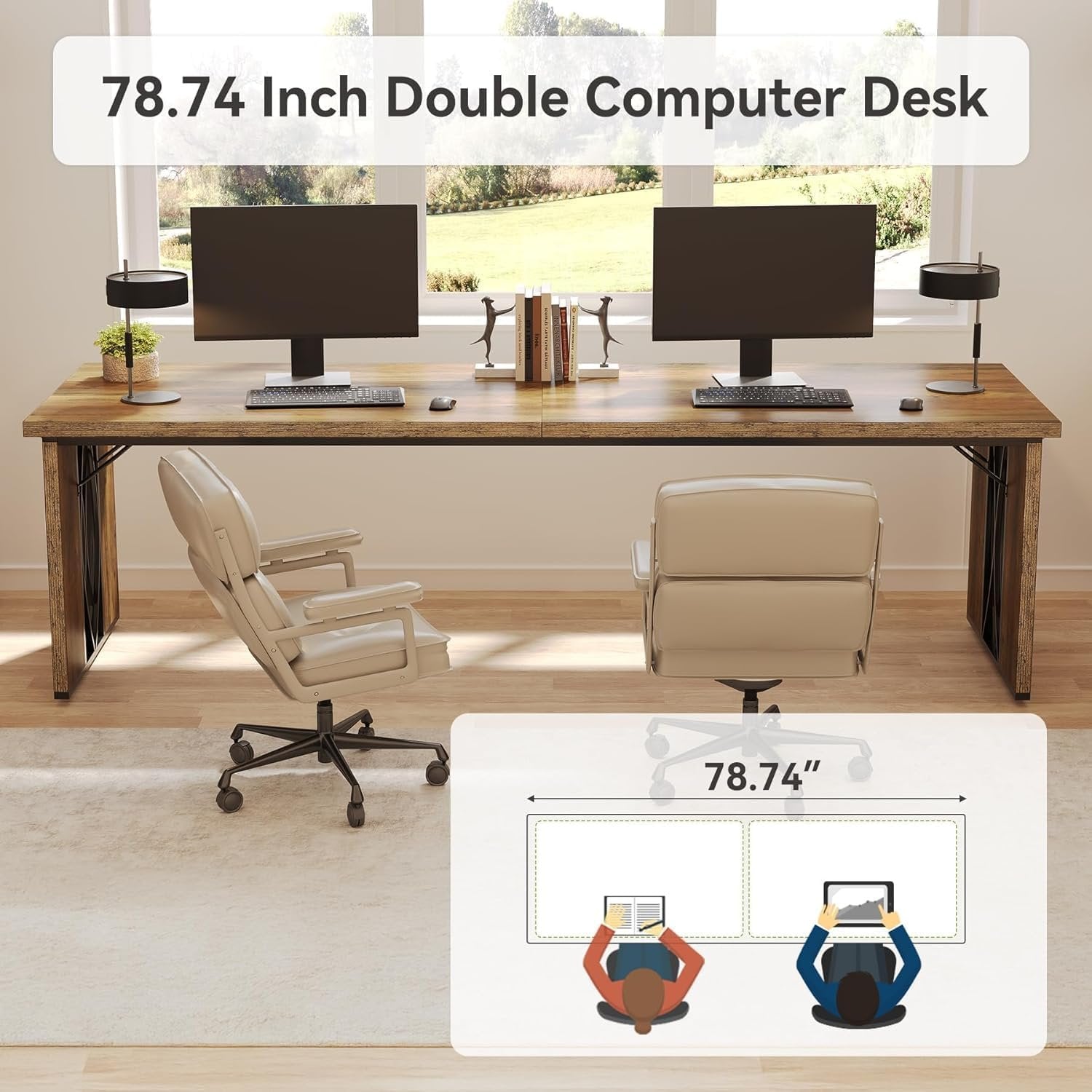 Tribesigns Escritorio para computadora, Mesa de conferencias doble y larga para el hogar y la oficina