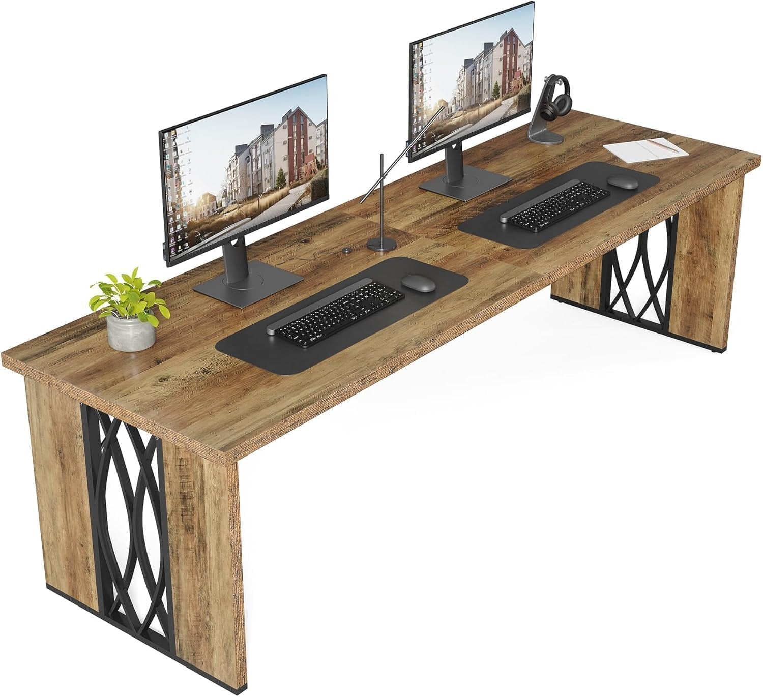 Tribesigns Escritorio para computadora, Mesa de conferencias doble y larga para el hogar y la oficina