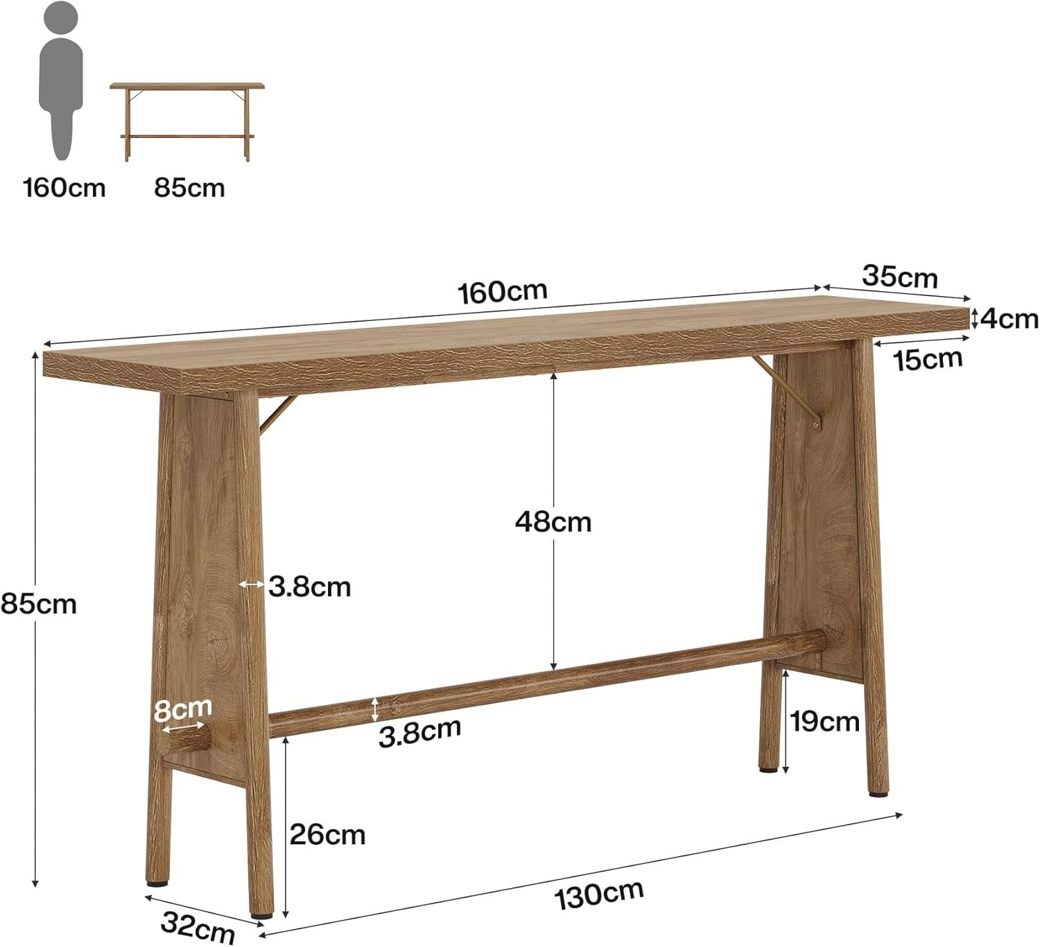 Tribesigns Mesa de entrada de 160 cm con estante de almacenamiento, Mesa consola para salón
