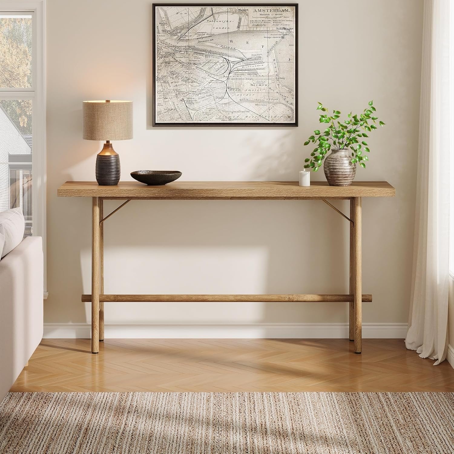 Tribesigns Mesa de entrada de 160 cm con estante de almacenamiento, Mesa consola para salón