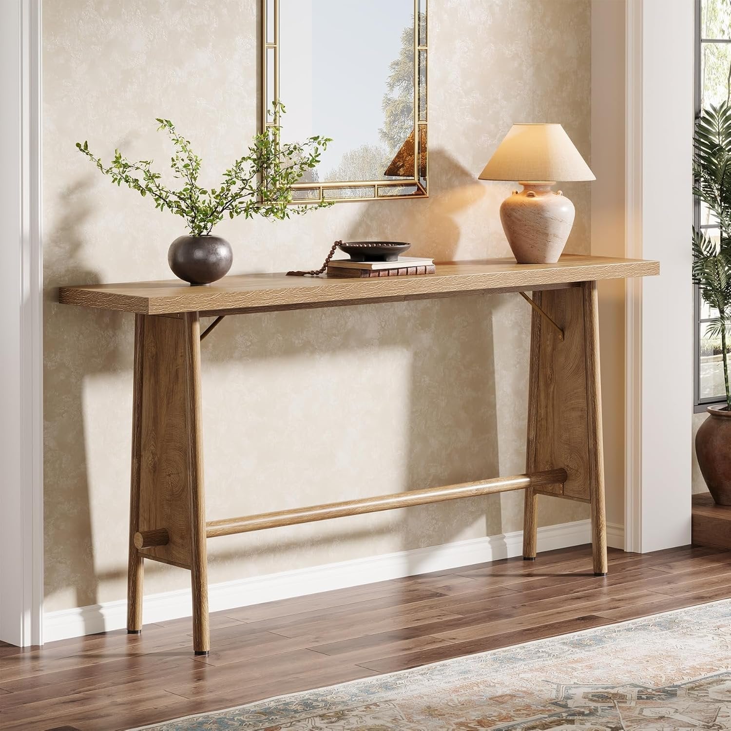 Tribesigns Mesa de entrada de 160 cm con estante de almacenamiento, Mesa consola para salón