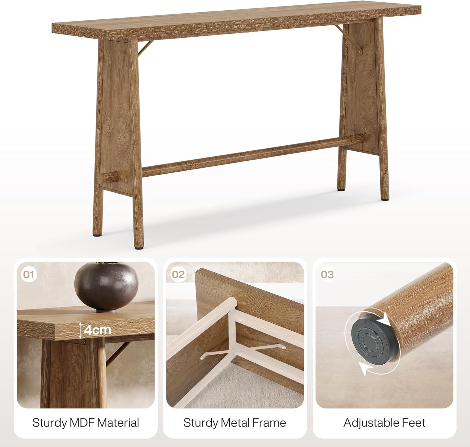 Tribesigns Mesa de entrada de 160 cm con estante de almacenamiento, Mesa consola para salón