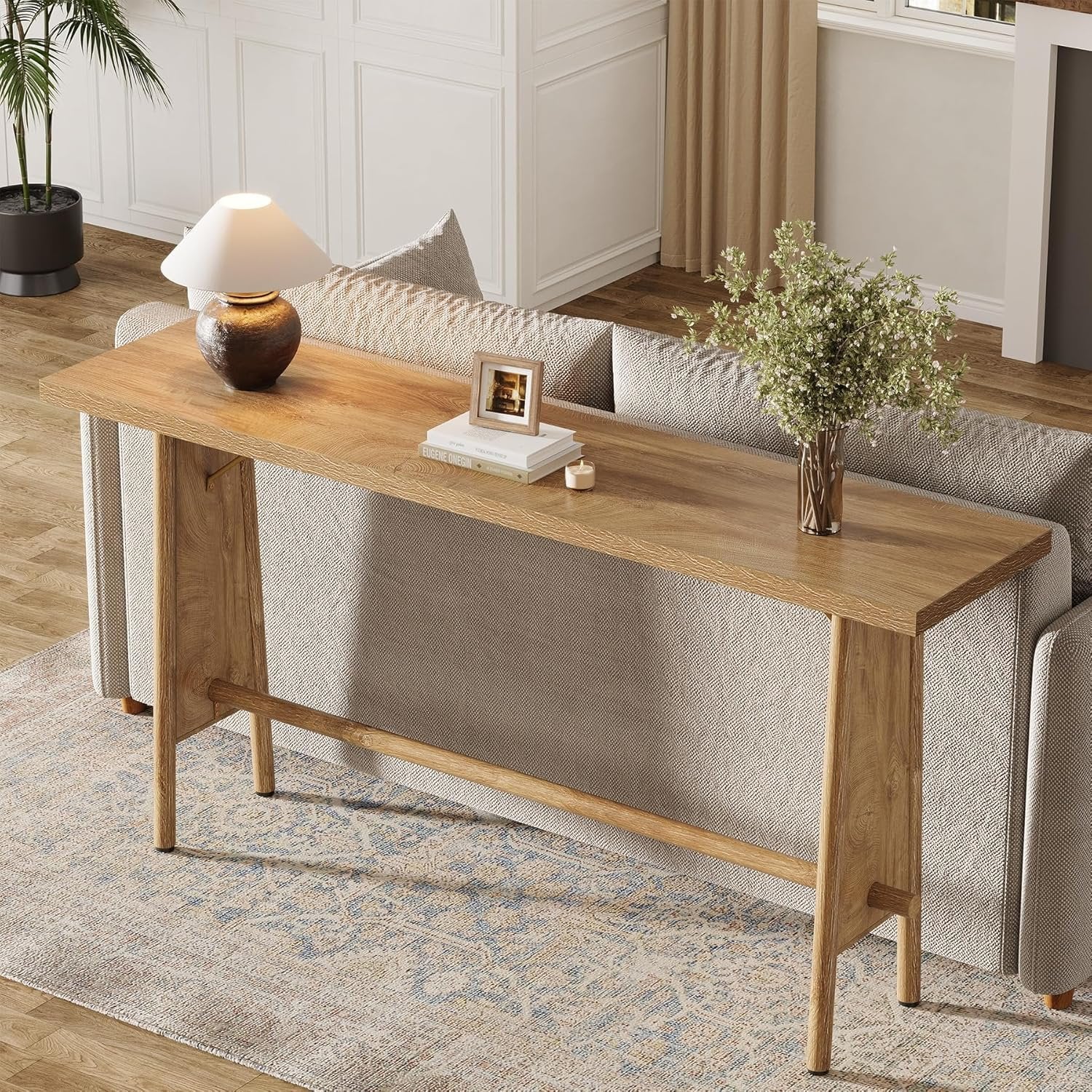 Tribesigns Mesa de entrada de 160 cm con estante de almacenamiento, Mesa consola para salón