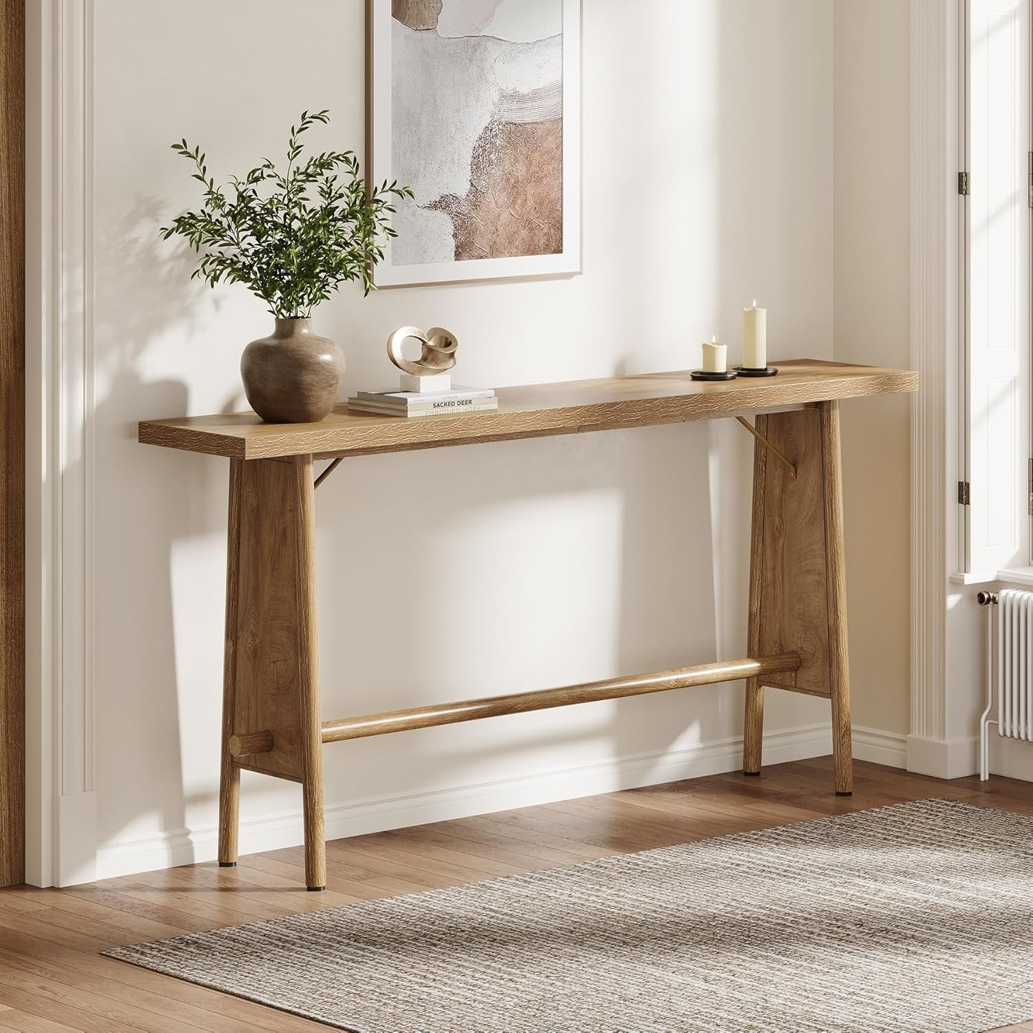 Tribesigns Mesa de entrada de 160 cm con estante de almacenamiento, Mesa consola para salón