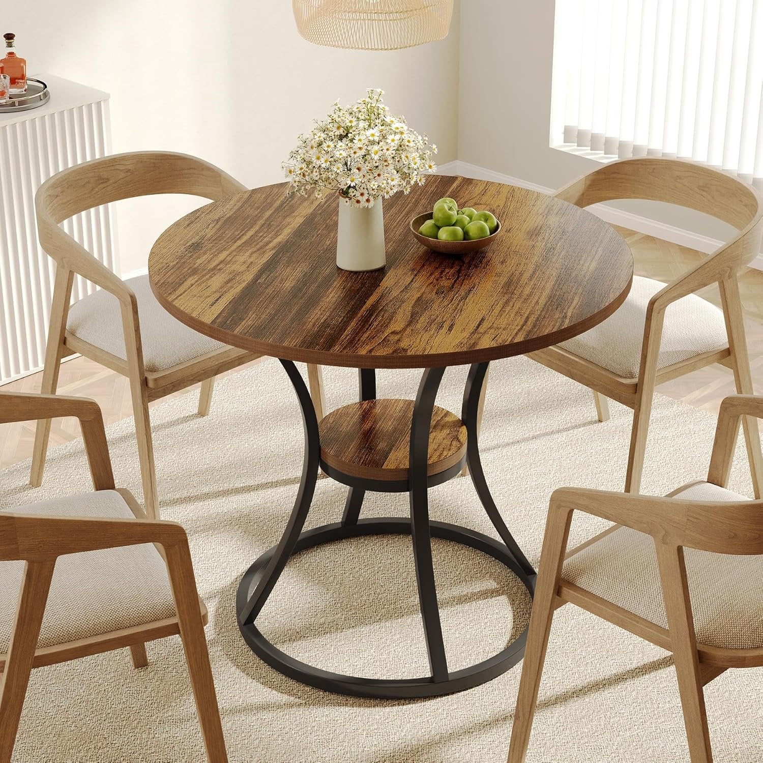 Tribesigns Mesa de comedor redonda, Cocina y salón de 80 cm para 2 a 4 personas