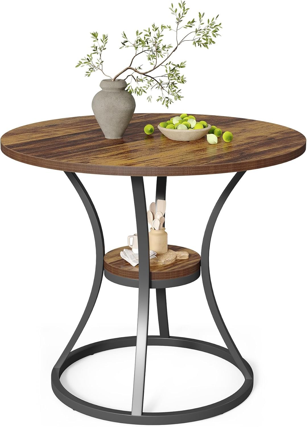 Tribesigns Mesa de comedor redonda, Cocina y salón de 80 cm para 2 a 4 personas