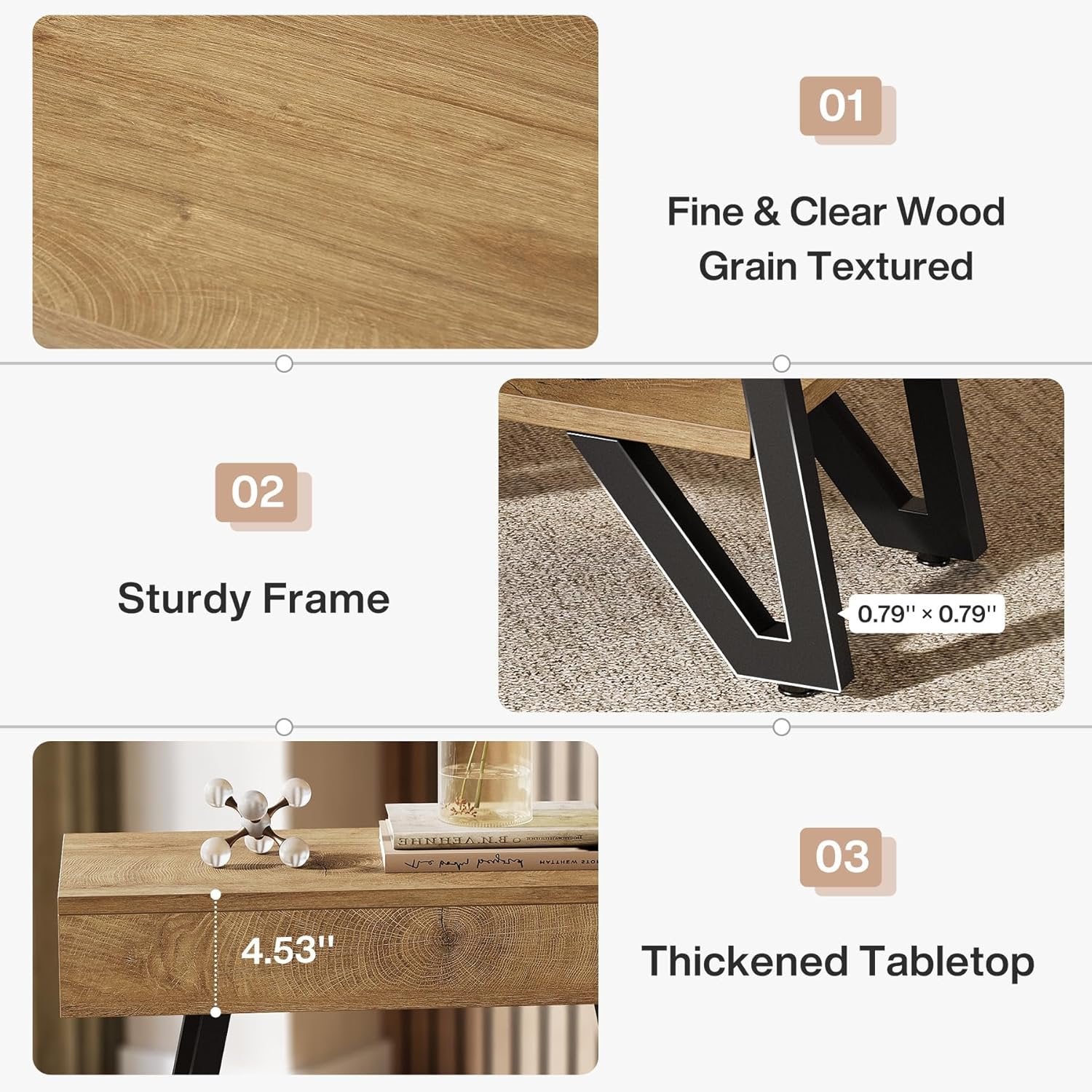 Tribesigns Mesa auxiliar de 60 cm con estante, Mesita de noche de madera natural para espacios pequeños