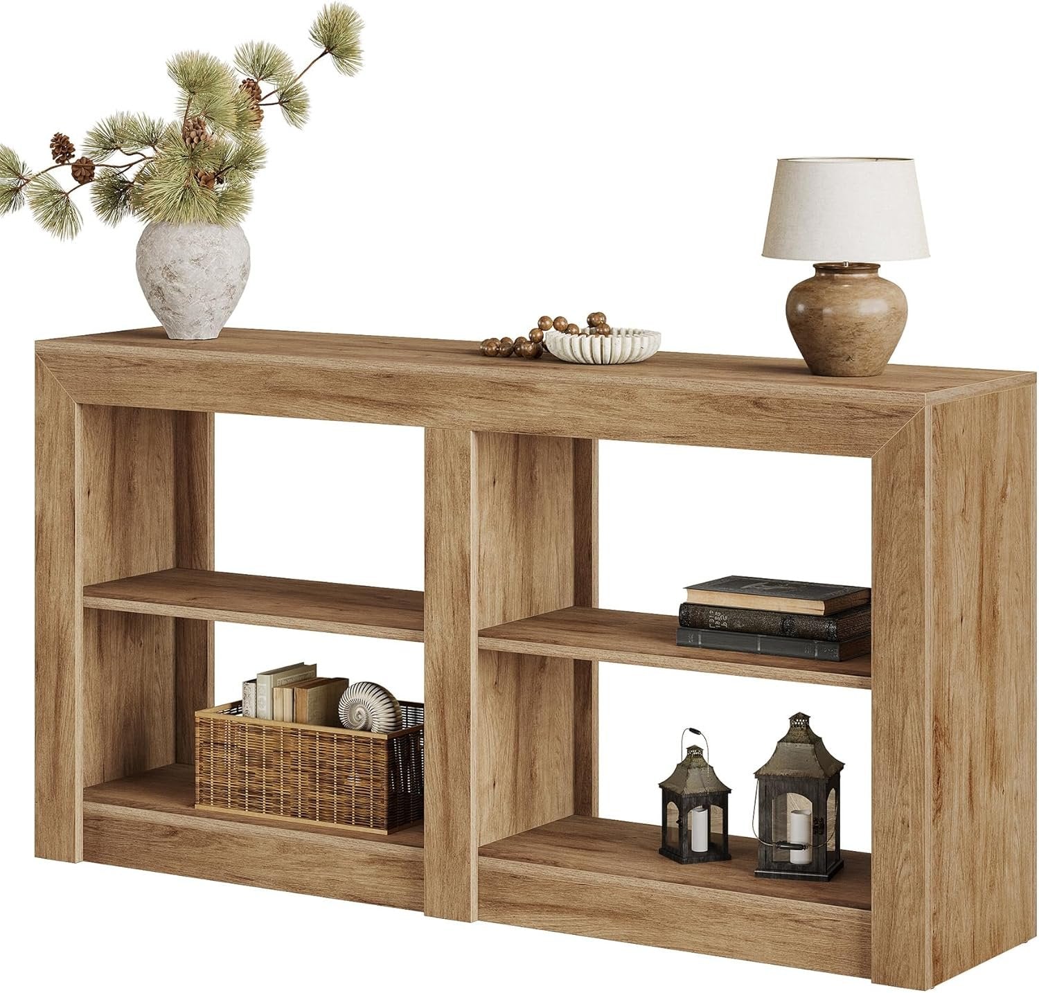 Tribesigns Consola de estilo rústico de 90 cm, Mesa de recibidor con aspecto de roble para recibidor y salón