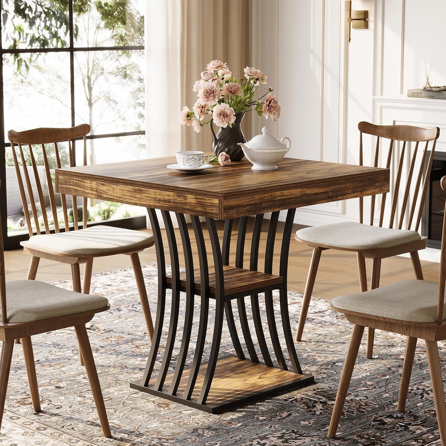 Tribesigns Mesa de comedor de 80 cm, Mesa de cocina para espacios pequeños