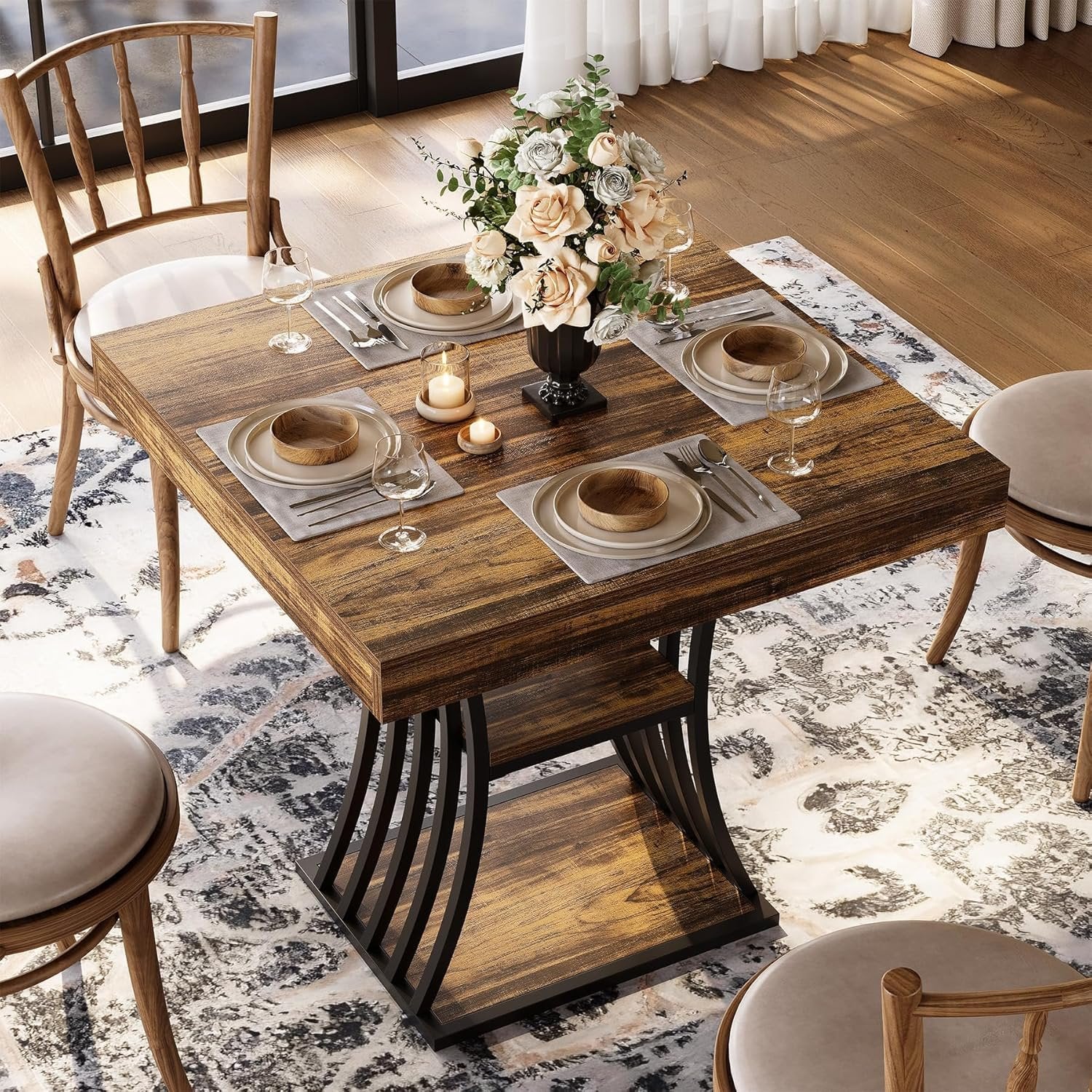 Tribesigns Mesa de comedor de 80 cm, Mesa de cocina para espacios pequeños