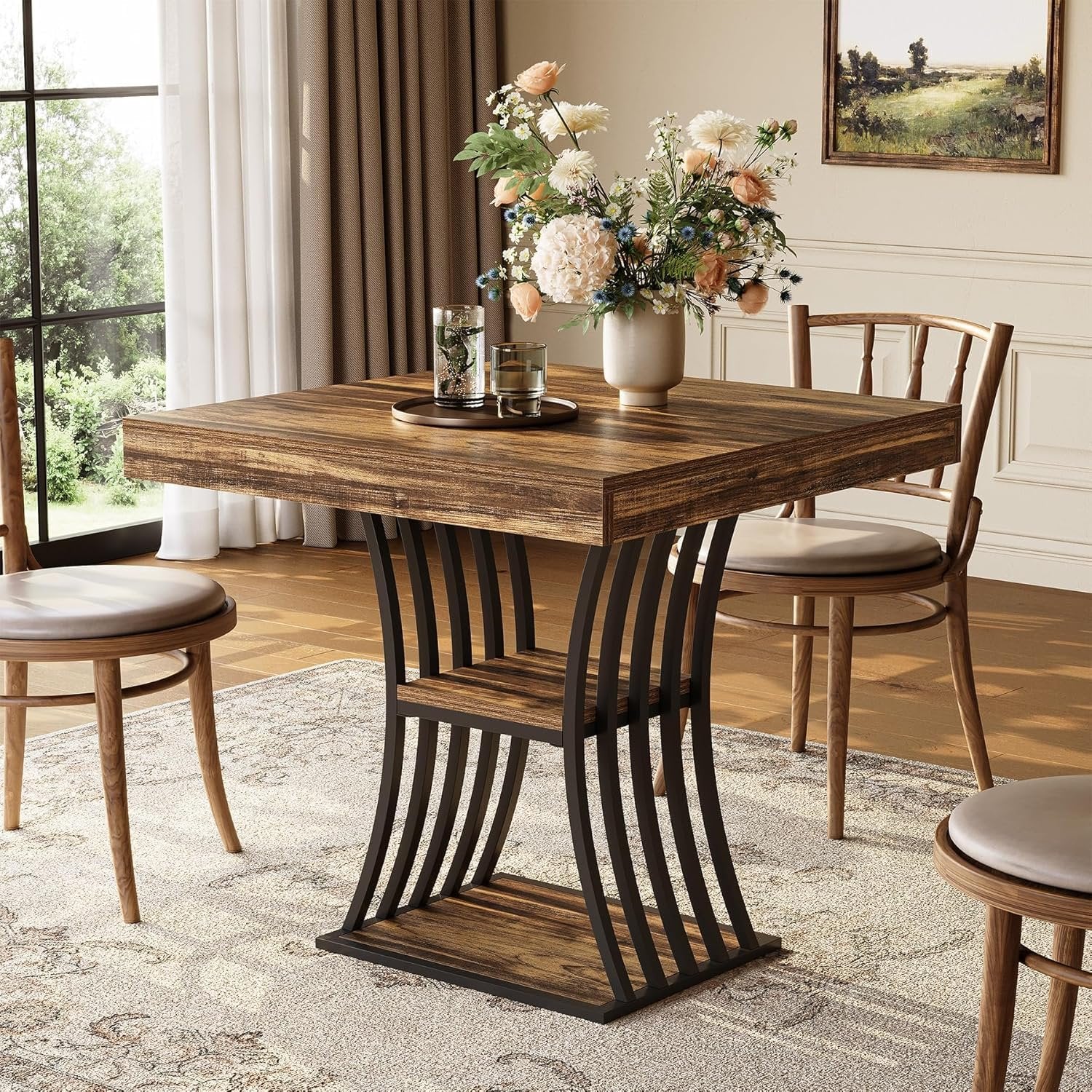 Tribesigns Mesa de comedor de 80 cm, Mesa de cocina para espacios pequeños