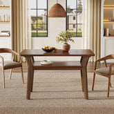 Tribesigns Mesa de Comedor 120 cm para 4 Personas, Mesa de Cocina Rectangular con 2 Estantes de Almacenamiento 3