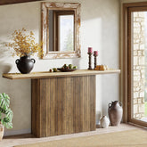 Tribesigns Farmhouse Fluted Console Table, Mesa de entrada de madera detrás del sofá para salón 3