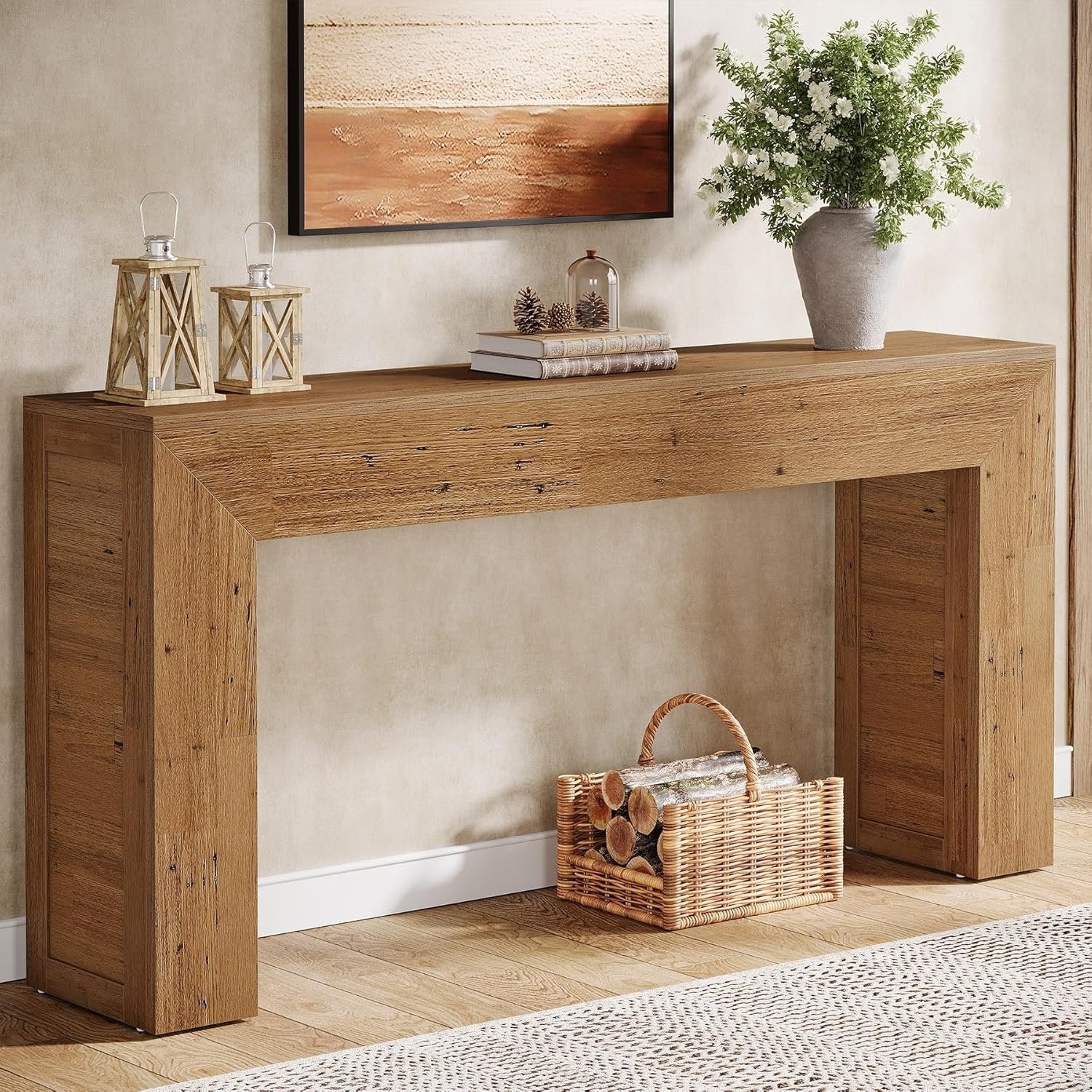 Tribesigns Mesa consola estrecha de 160 cm, Mesa de pasillo de madera detrás del sofá