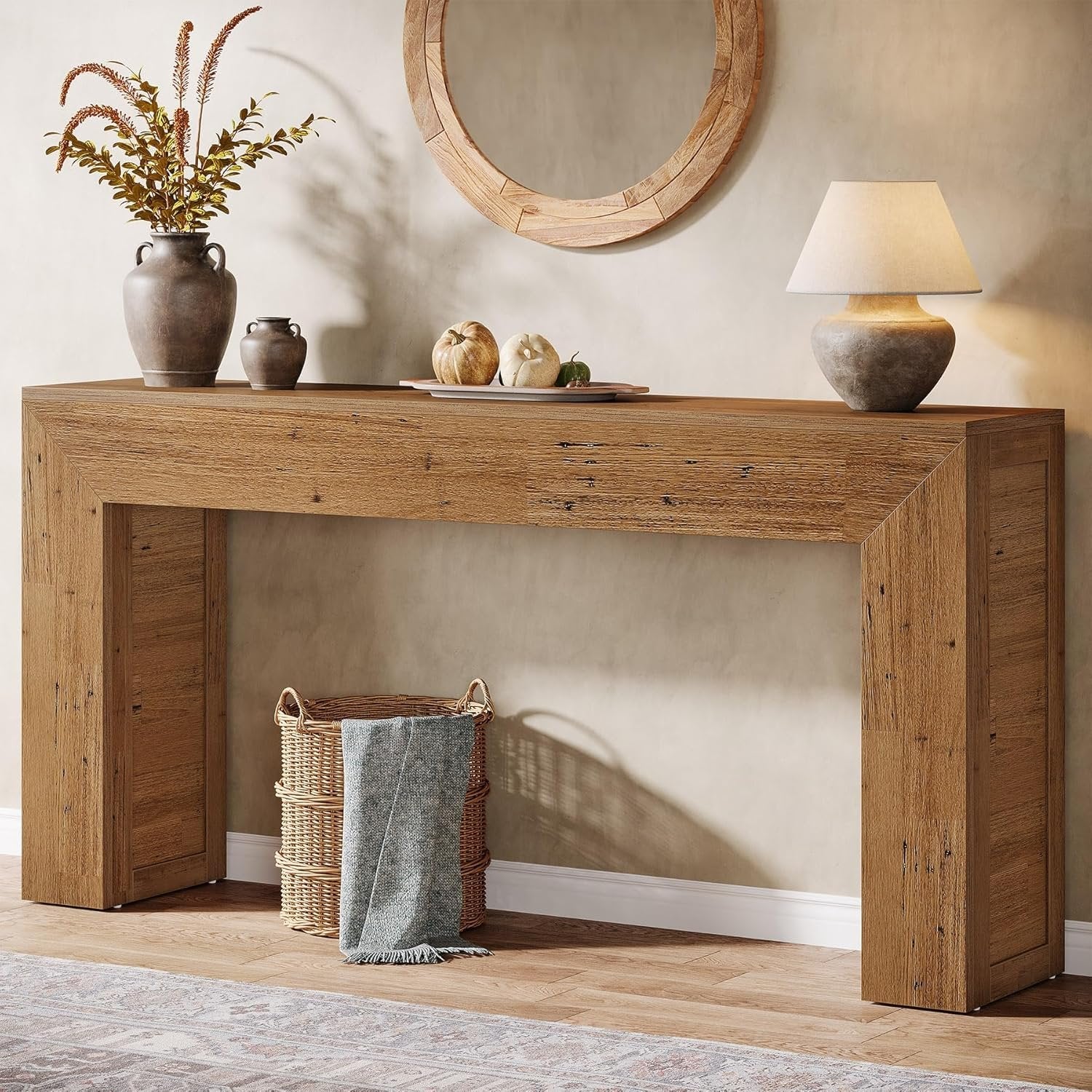 Tribesigns Mesa consola estrecha de 160 cm, Mesa de pasillo de madera detrás del sofá