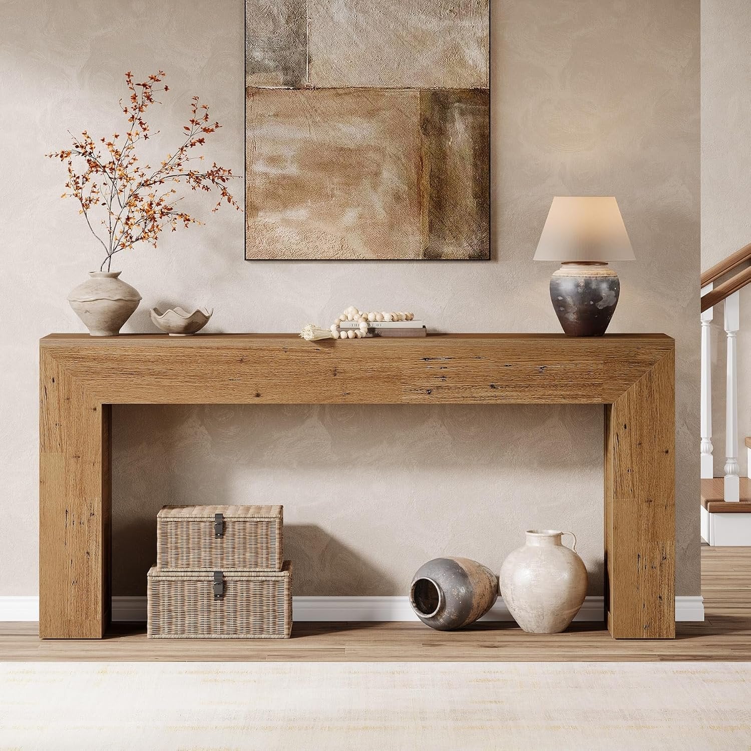 Tribesigns Mesa consola estrecha de 160 cm, Mesa de pasillo de madera detrás del sofá