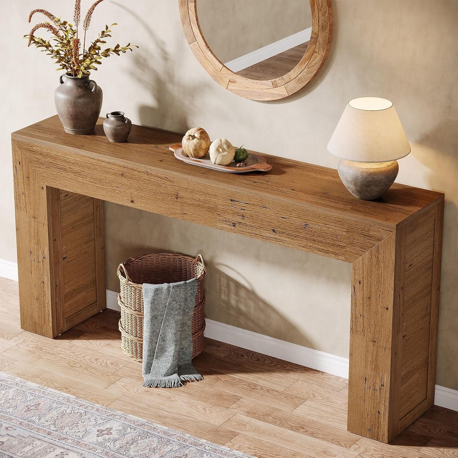 Tribesigns Mesa consola estrecha de 160 cm, Mesa de pasillo de madera detrás del sofá