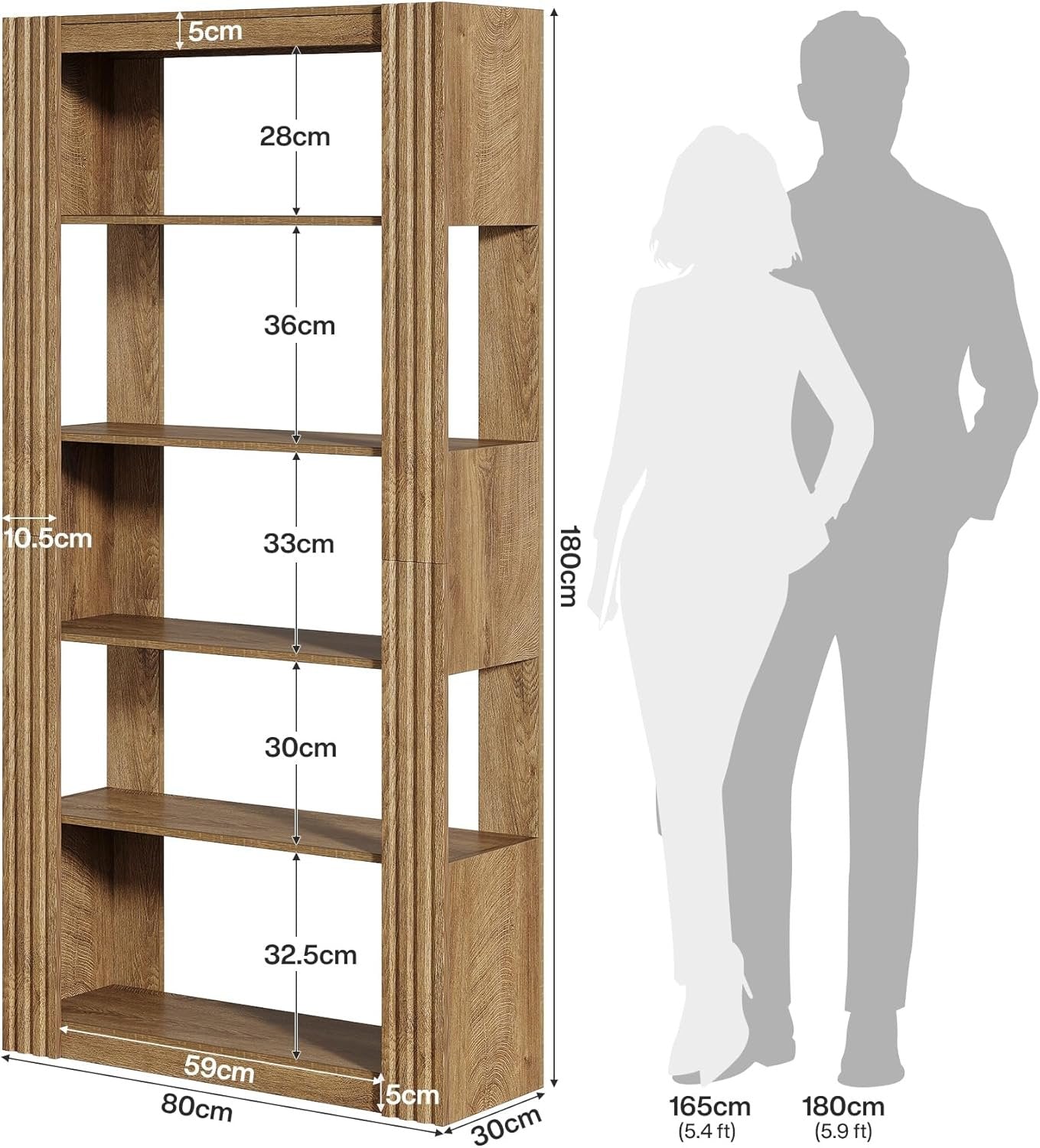 Tribesigns Estantería independiente de 180 cm de altura con 5 estantes abiertos, Estantería de oficina