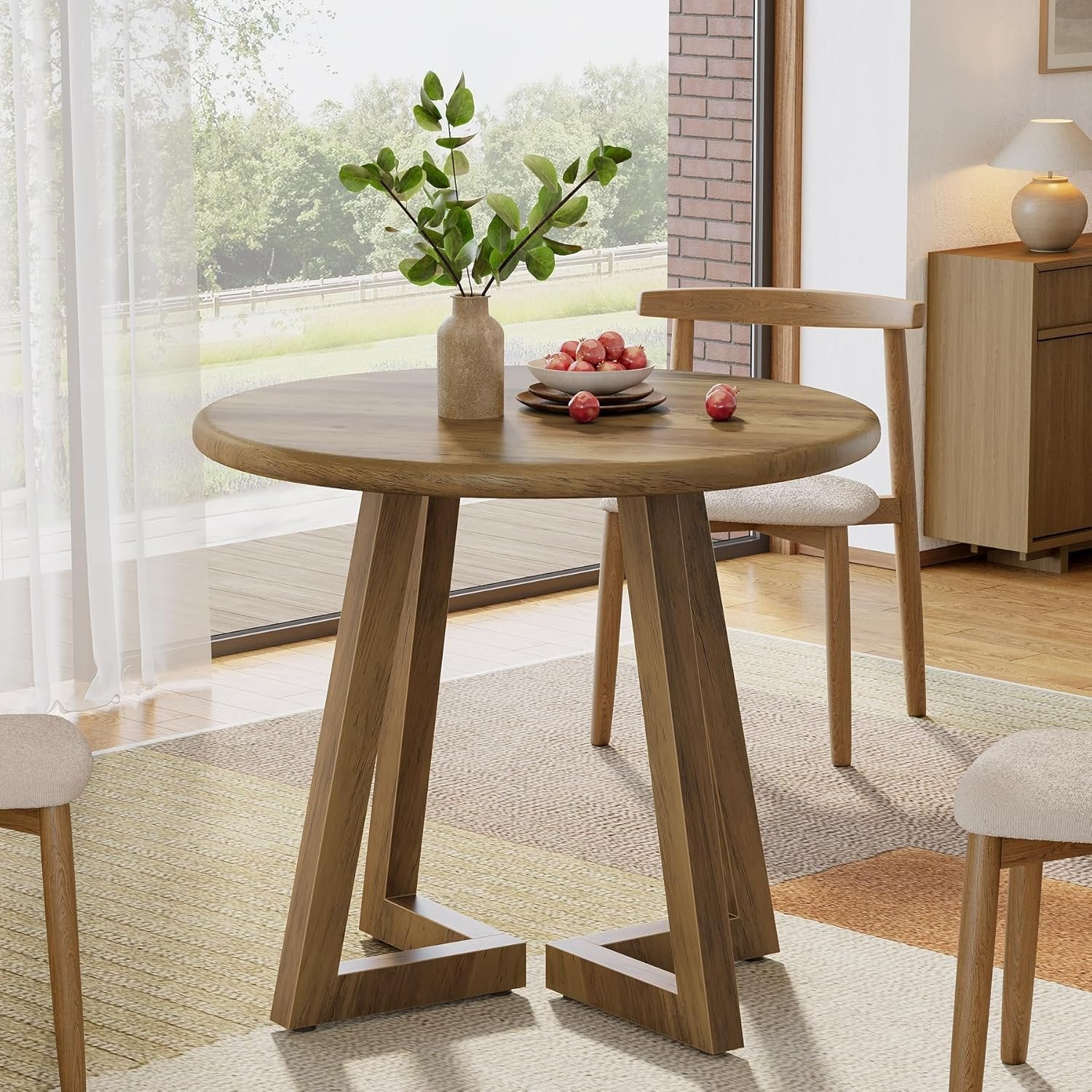 Tribesigns Mesa de comedor redonda pequeña para 2-4 personas 80 cm, ideal para la cocina o el comedor