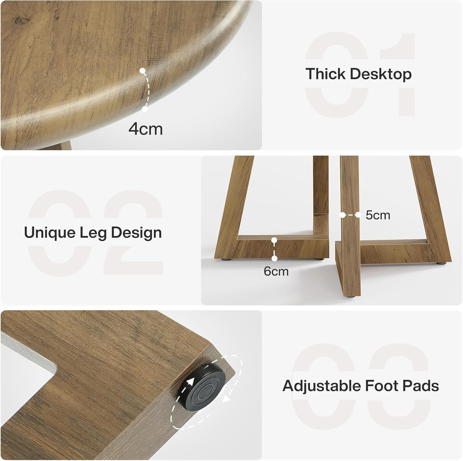 Tribesigns Mesa de comedor redonda pequeña para 2-4 personas 80 cm, ideal para la cocina o el comedor