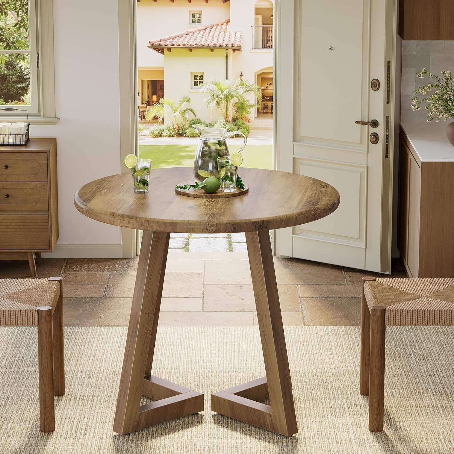Tribesigns Mesa de comedor redonda pequeña para 2-4 personas 80 cm, ideal para la cocina o el comedor