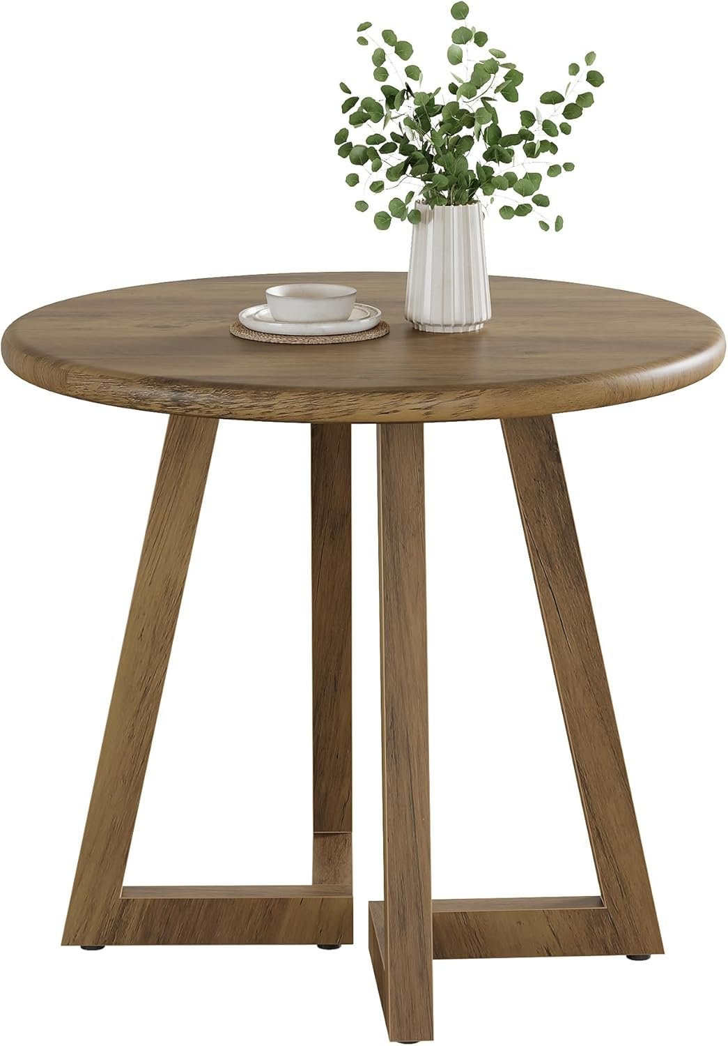 Tribesigns Mesa de comedor redonda pequeña para 2-4 personas 80 cm, ideal para la cocina o el comedor