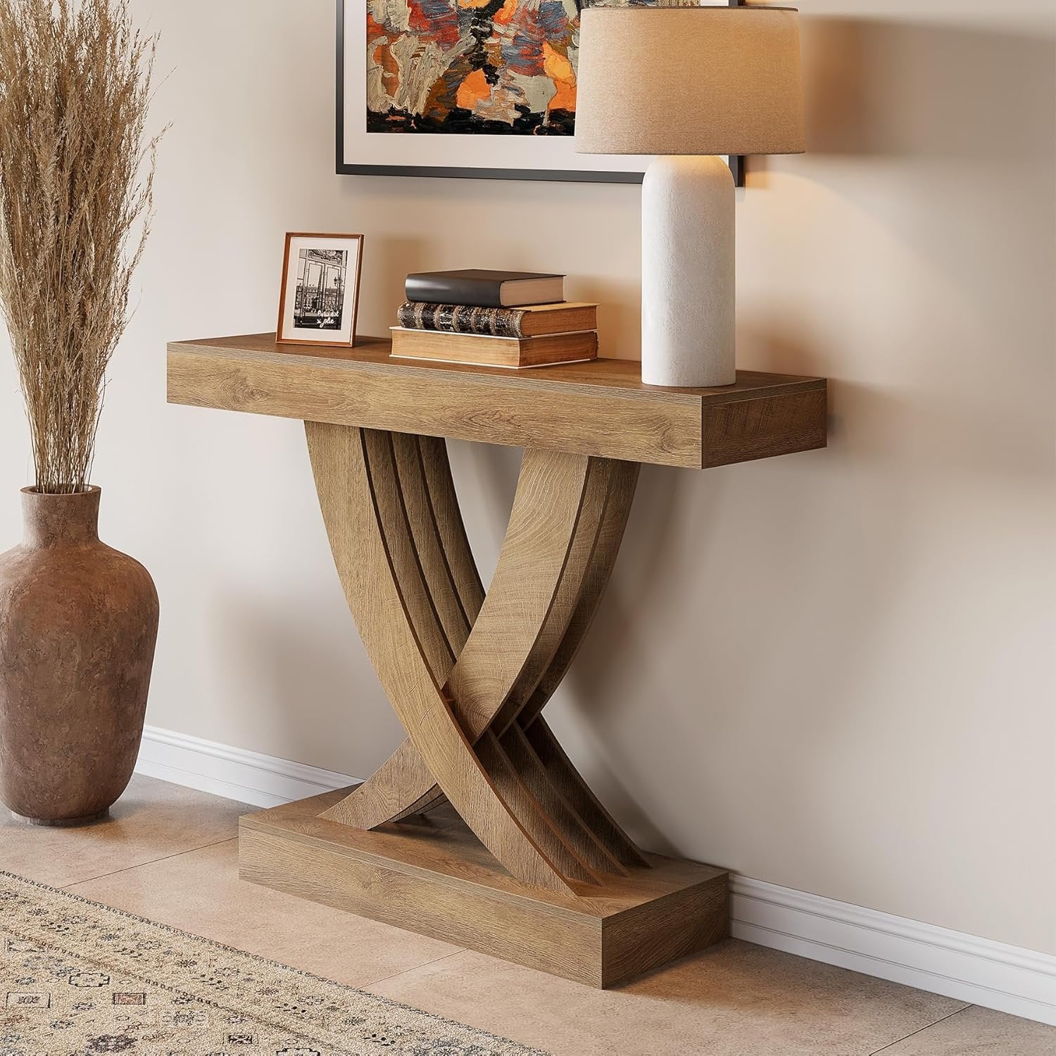 Tribesigns Mesa consola estrecha de 110 cm con estructura de madera, Mesa auxiliar versátil para recibidor