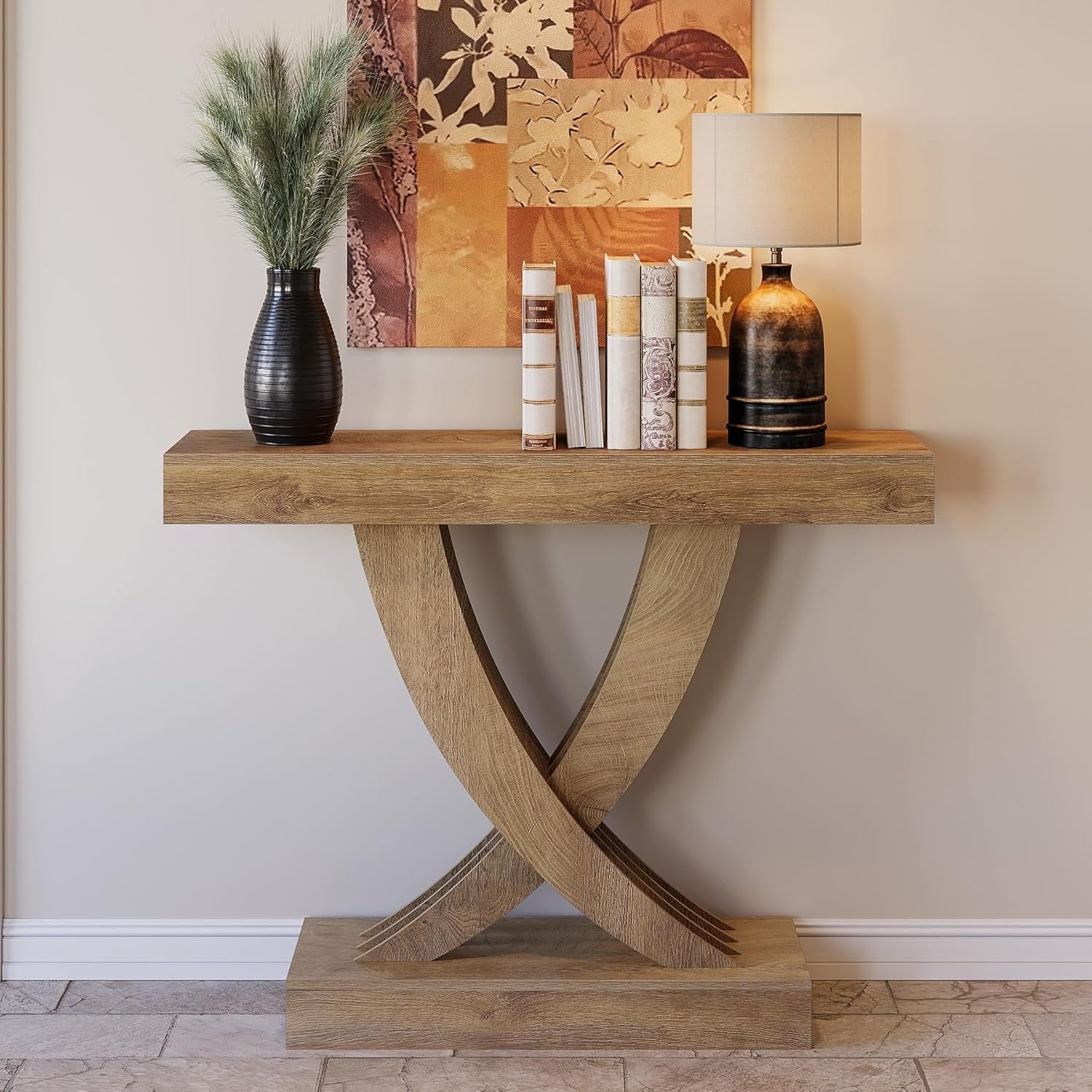 Tribesigns Mesa consola estrecha de 110 cm con estructura de madera, Mesa auxiliar versátil para recibidor