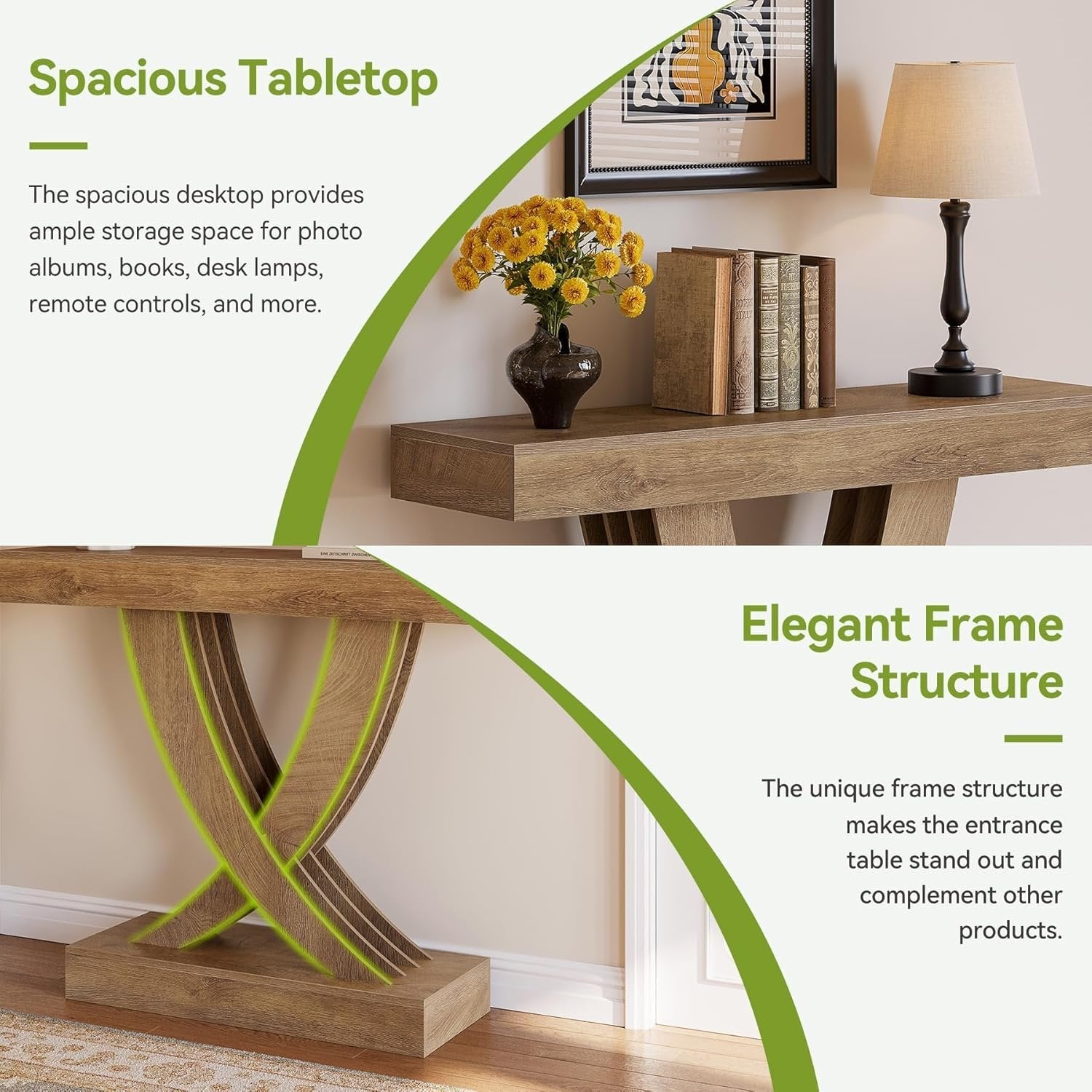 Tribesigns Mesa consola estrecha de 110 cm con estructura de madera, Mesa auxiliar versátil para recibidor