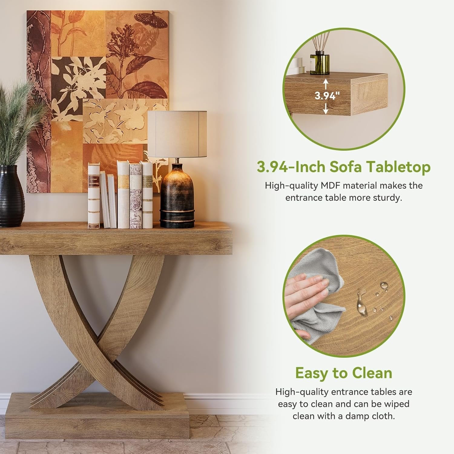 Tribesigns Mesa consola estrecha de 110 cm con estructura de madera, Mesa auxiliar versátil para recibidor