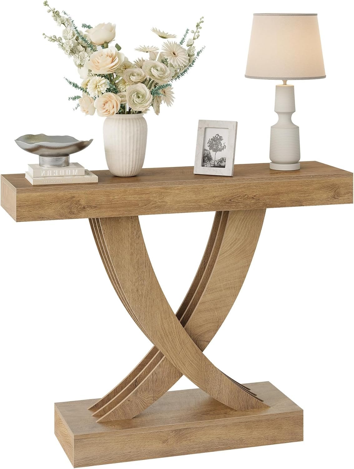 Tribesigns Mesa consola estrecha de 110 cm con estructura de madera, Mesa auxiliar versátil para recibidor