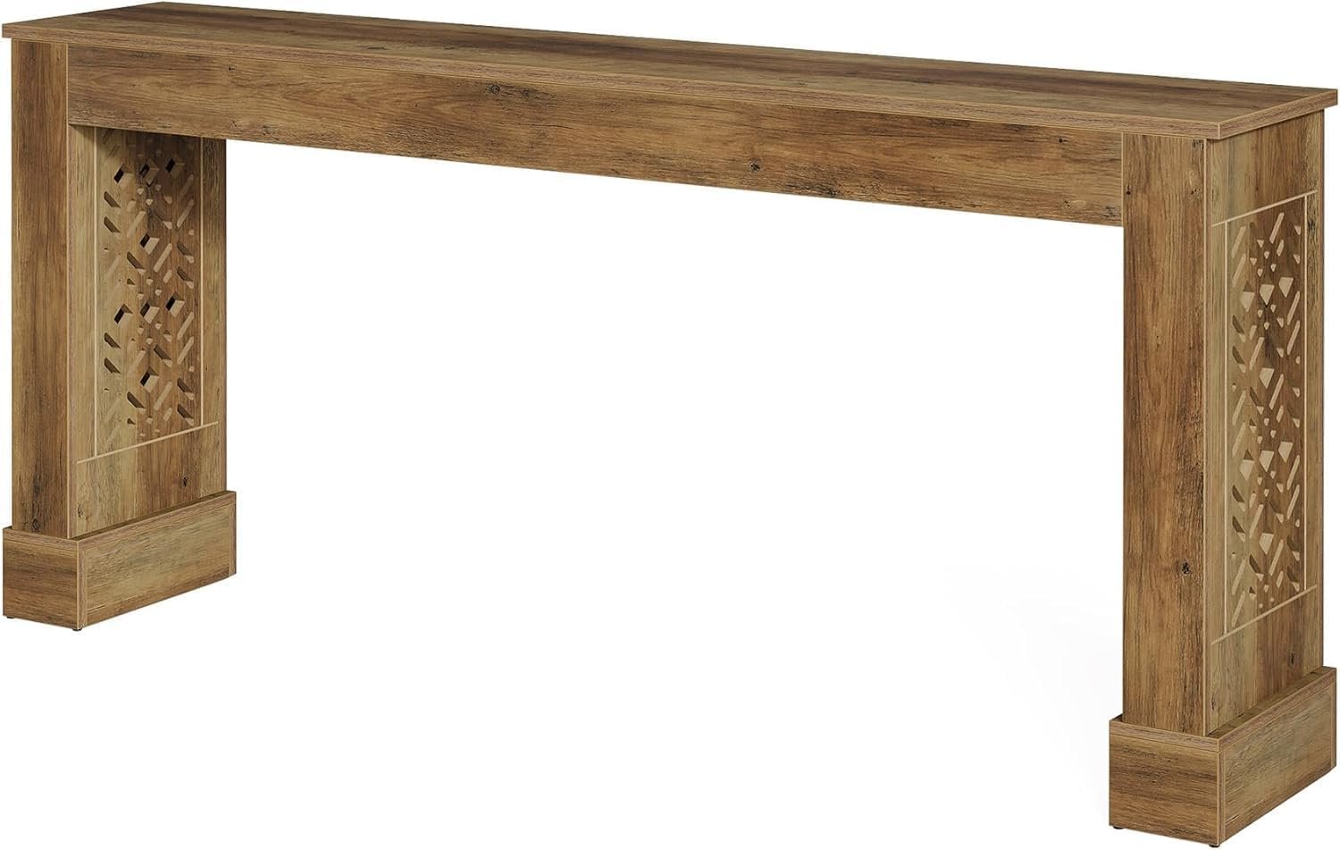 Tribesigns Consola de estilo rústico de 160 cm, Mesa de recibidor de diseño industrial retro con patas huecas en color marrón