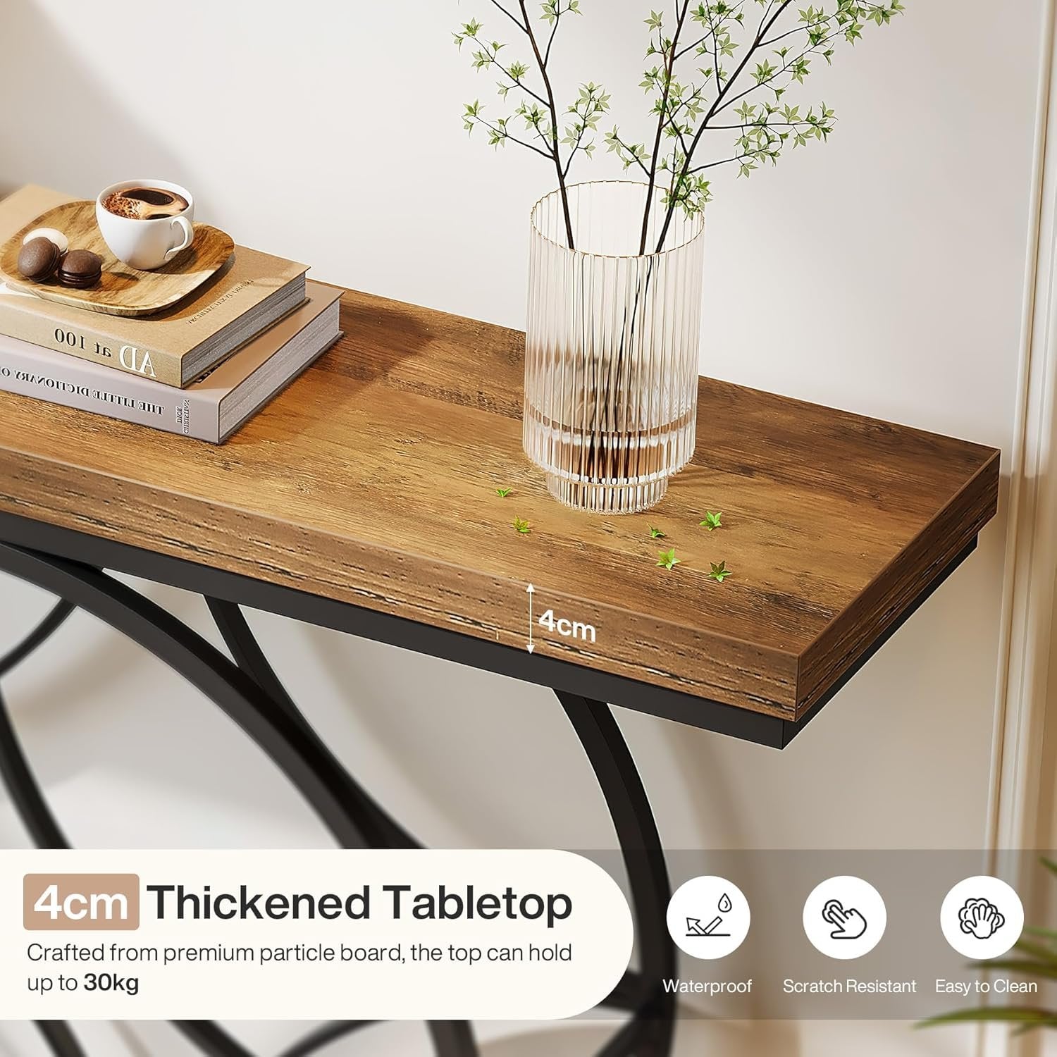 Tribesigns Mesa consola de 120 cm, Mesa de sofá industrial de 2 niveles con marco geométrico de metal
