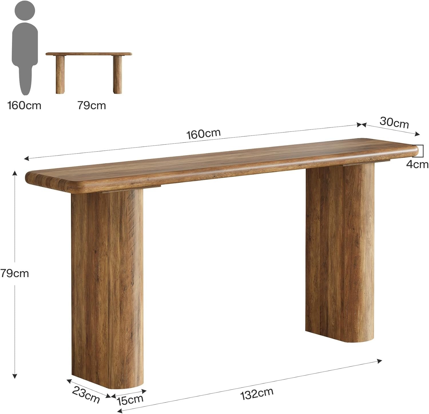 Tribesigns Mesa consola de 160 x 30 x 80 cm, Mesa de entrada rectangular de madera