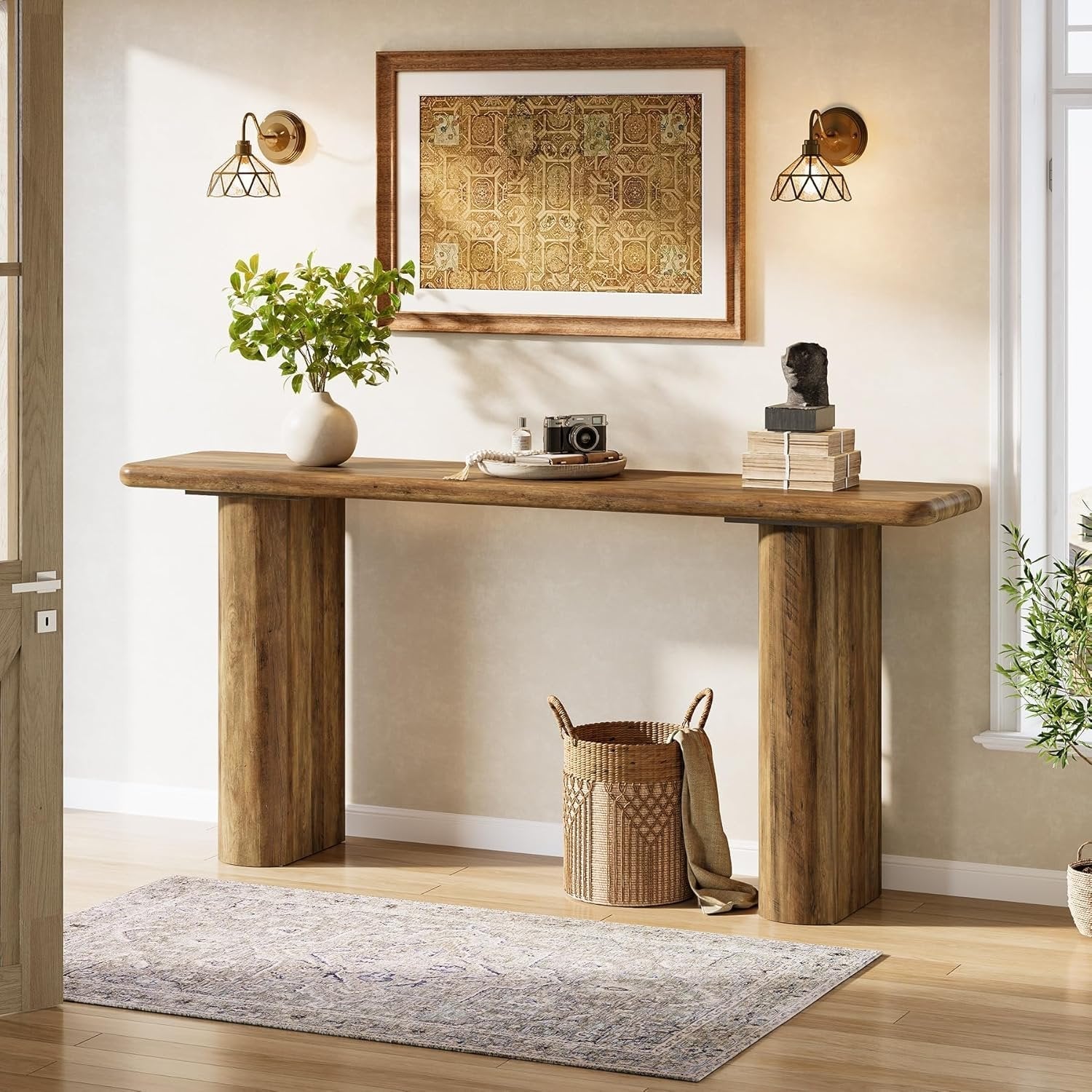 Tribesigns Mesa consola de 160 x 30 x 80 cm, Mesa de entrada rectangular de madera