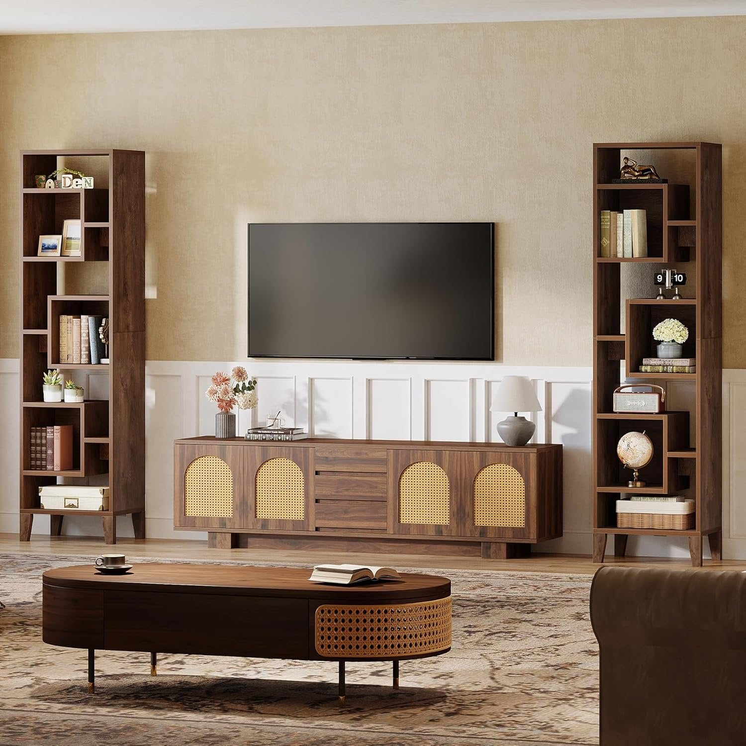 Tribesigns Estantería esquinera de 180 cm de alto, Estantería de almacenamiento Estantería de madera desplazada