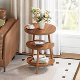 Tribesigns Mesa Auxiliar Sofa Redonda con Estructura de Madera 3 Niveles Mesa Auxiliar Salon 3