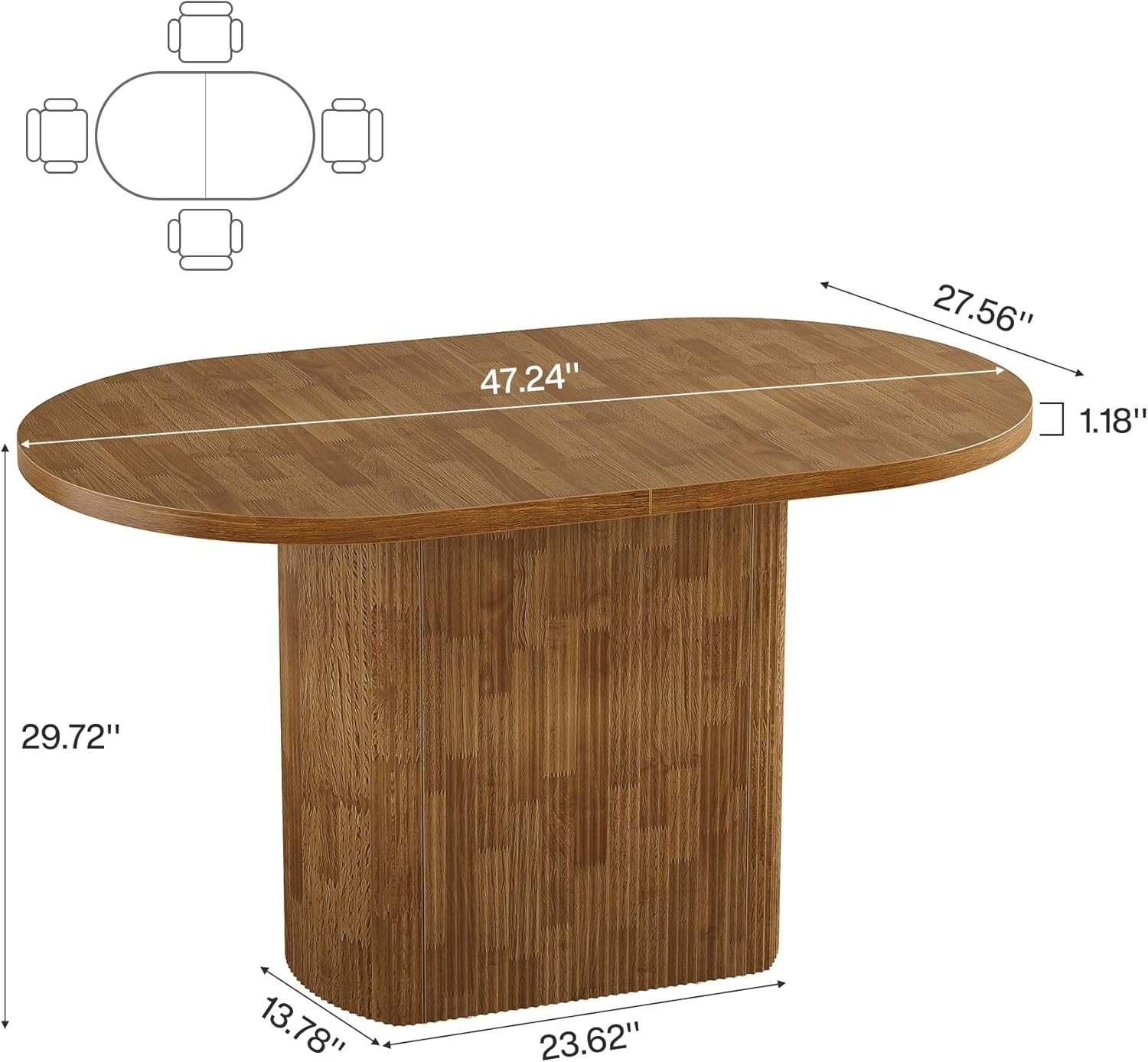 Tribesigns Mesa de comedor ovalada de 120 cm para 4 personas, Mesa de cocina rústica de casa de campo