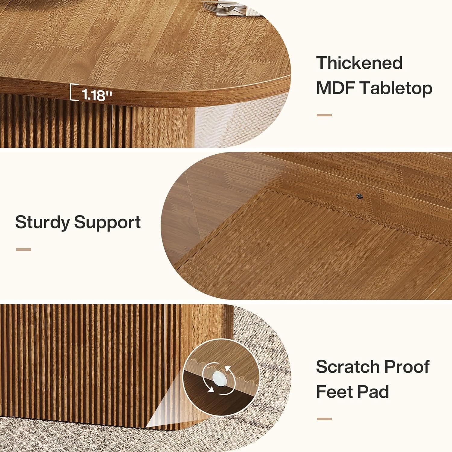 Tribesigns Mesa de comedor ovalada de 120 cm para 4 personas, Mesa de cocina rústica de casa de campo