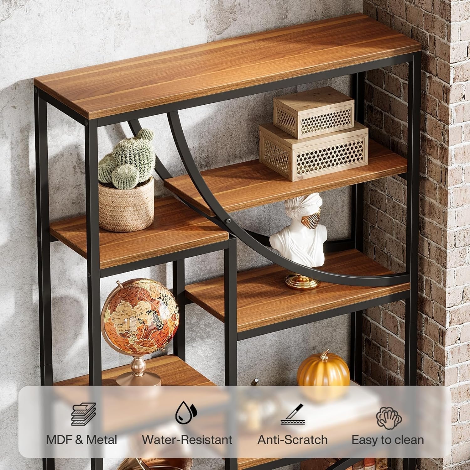 Tribesigns Librería Tribesigns de estilo industrial de 180 cm, Estantería metálica de 9 niveles con diseño geométrico