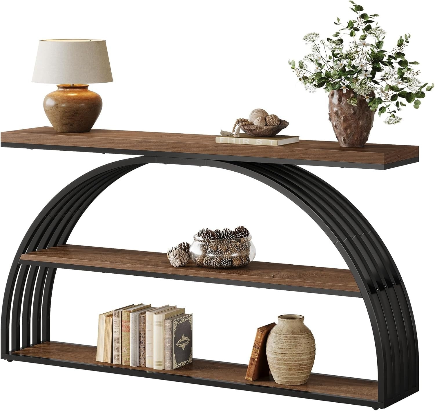 Tribesigns Consola de entrada de 160 cm, Estilo rústico con marco arqueado