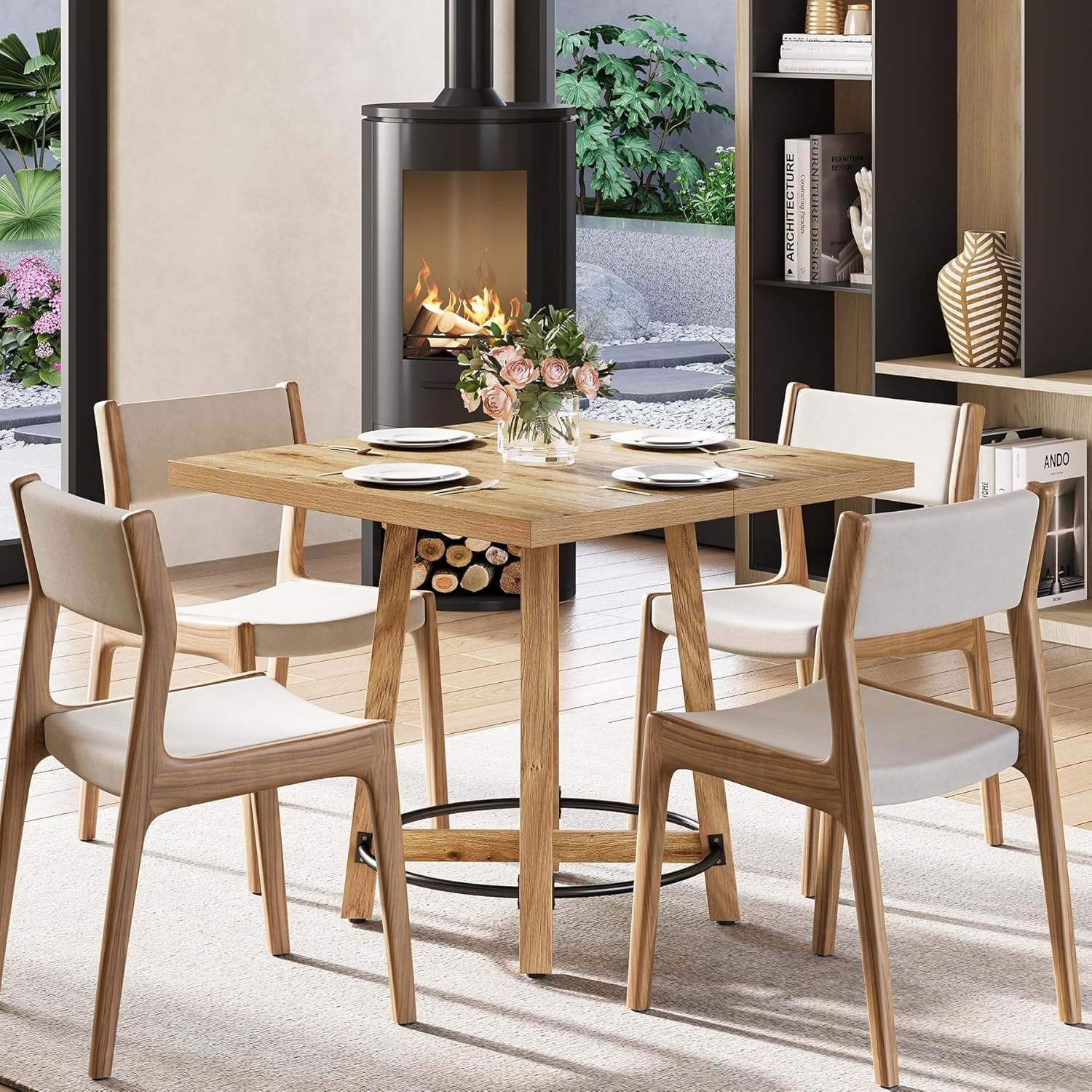 Tribesigns Mesa de comedor de 80 cm, Moderna mesa de cocina cuadrada para 2-4 personas